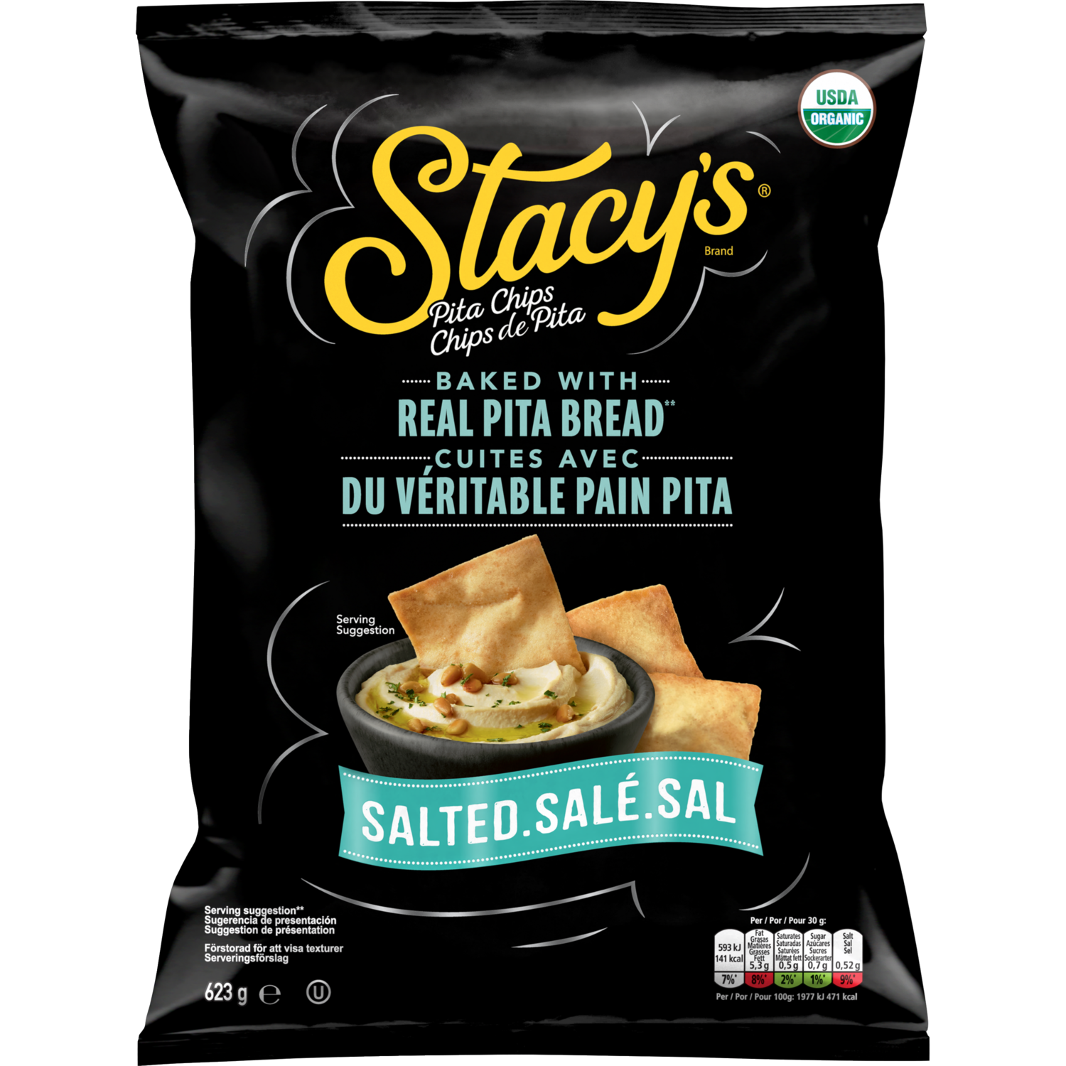 Stacy's, Baked, Organic, Salted, Pita Chips