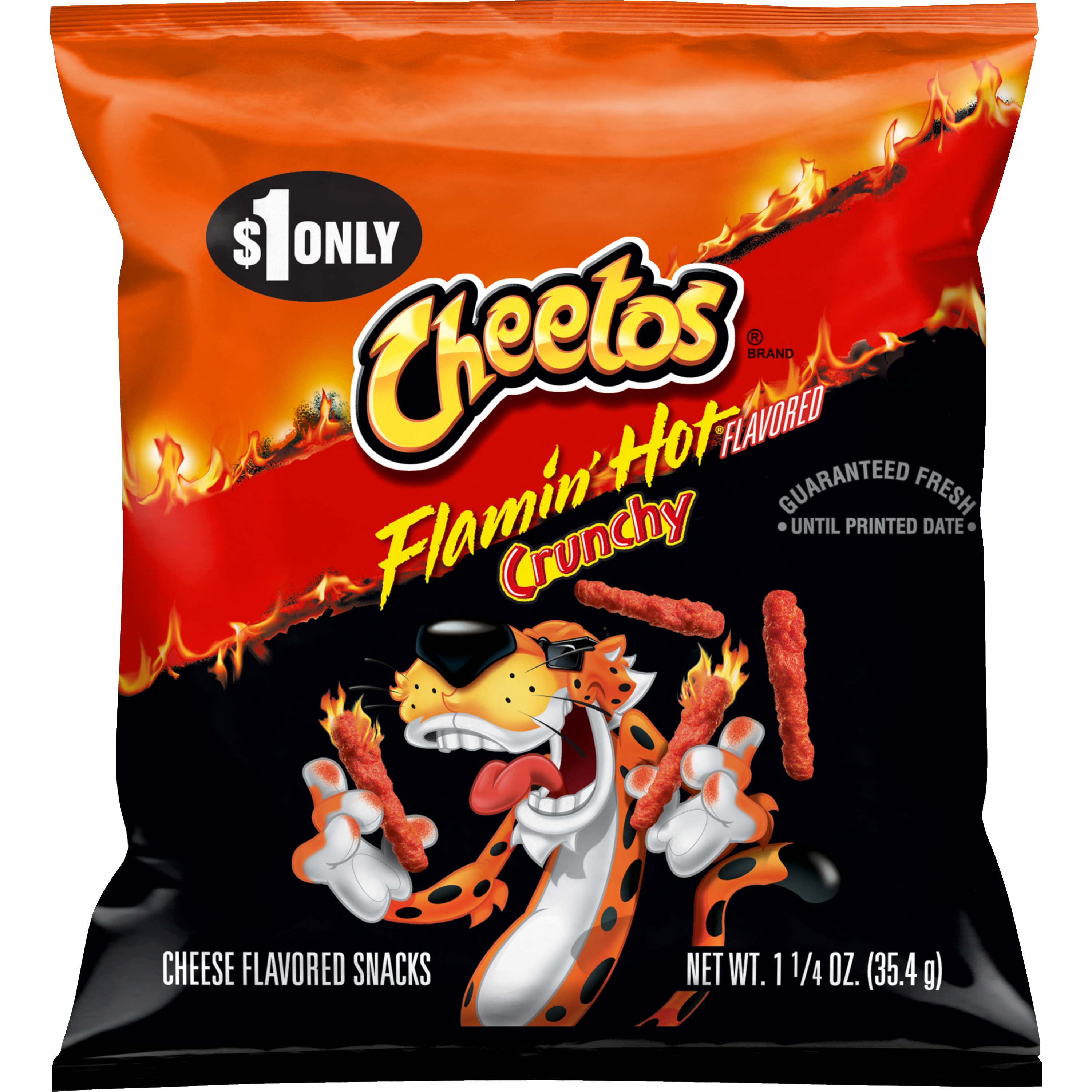 Cheetos, Crunchy, Flamin' Hot Flavored, Cheese Flavored Snacks