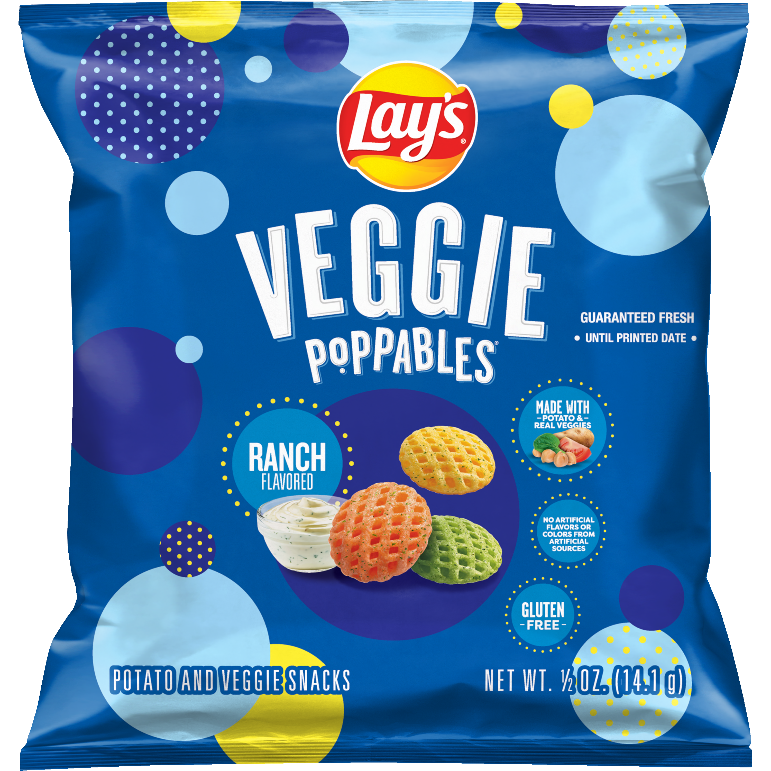 Lay's, Veggie Poppables, Ranch Flavored, Potato And Veggie Snacks