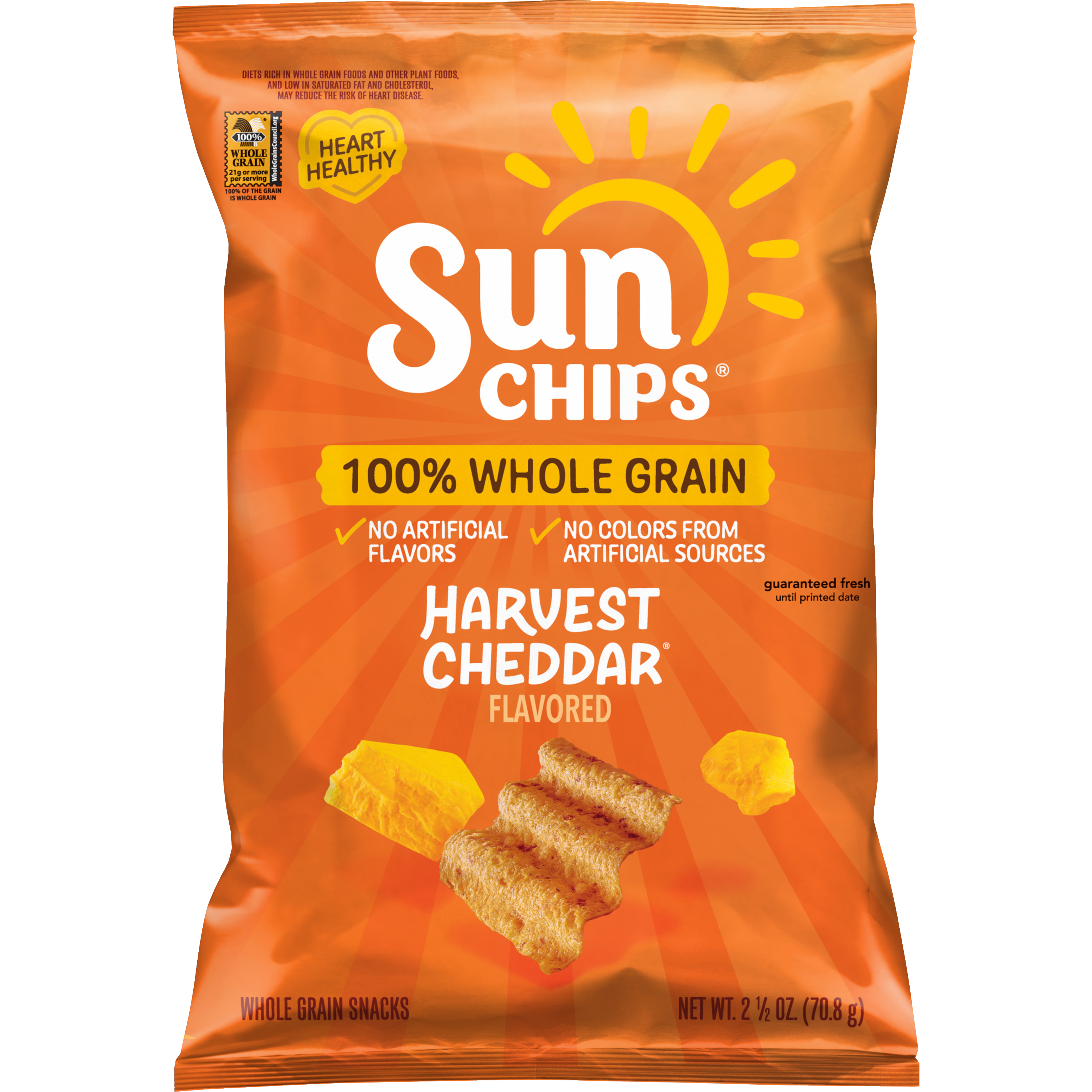 SunChips, Harvest Cheddar Flavored, Whole Grain Snacks