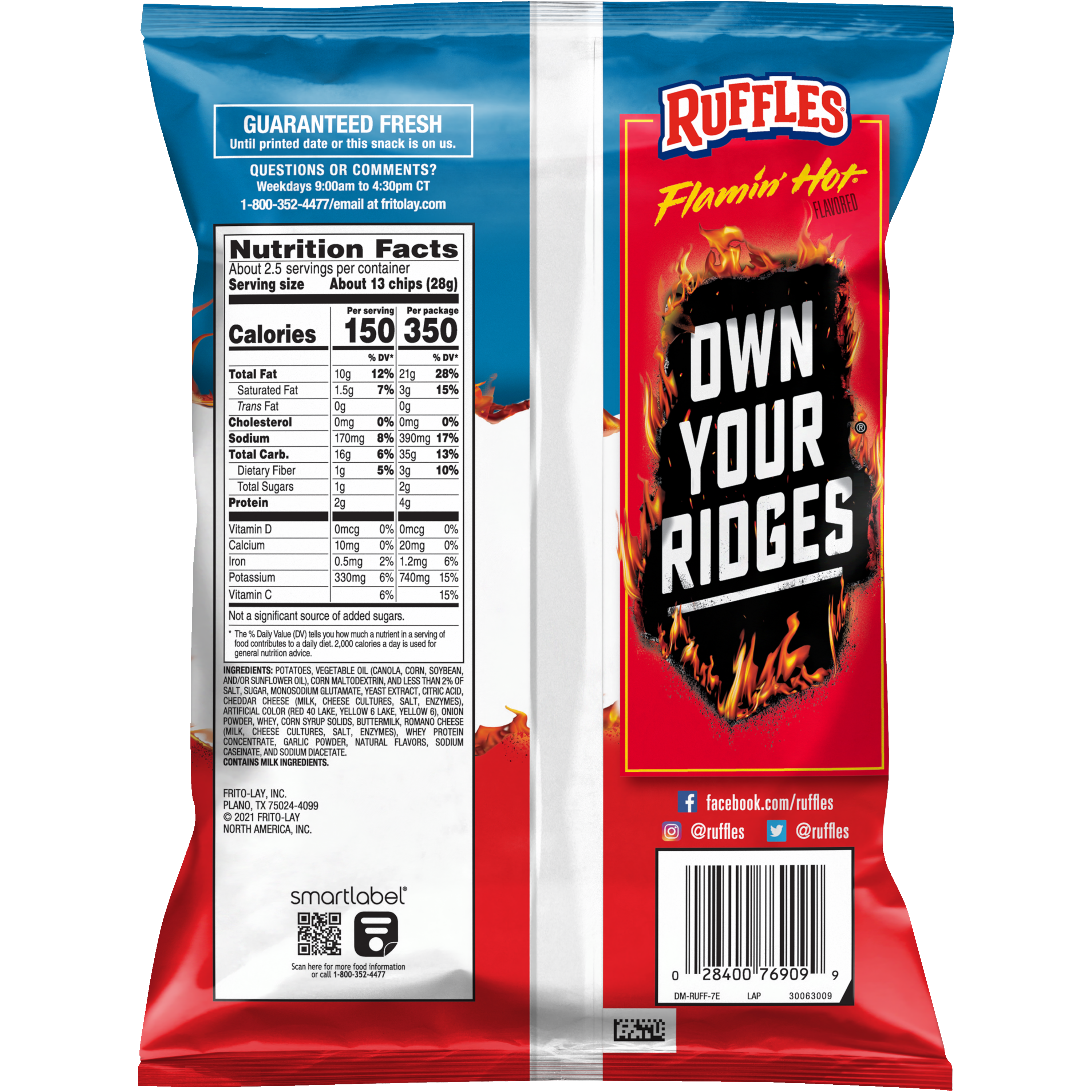Ruffles, Flamin' Hot Flavored, Potato Chips thumbnail