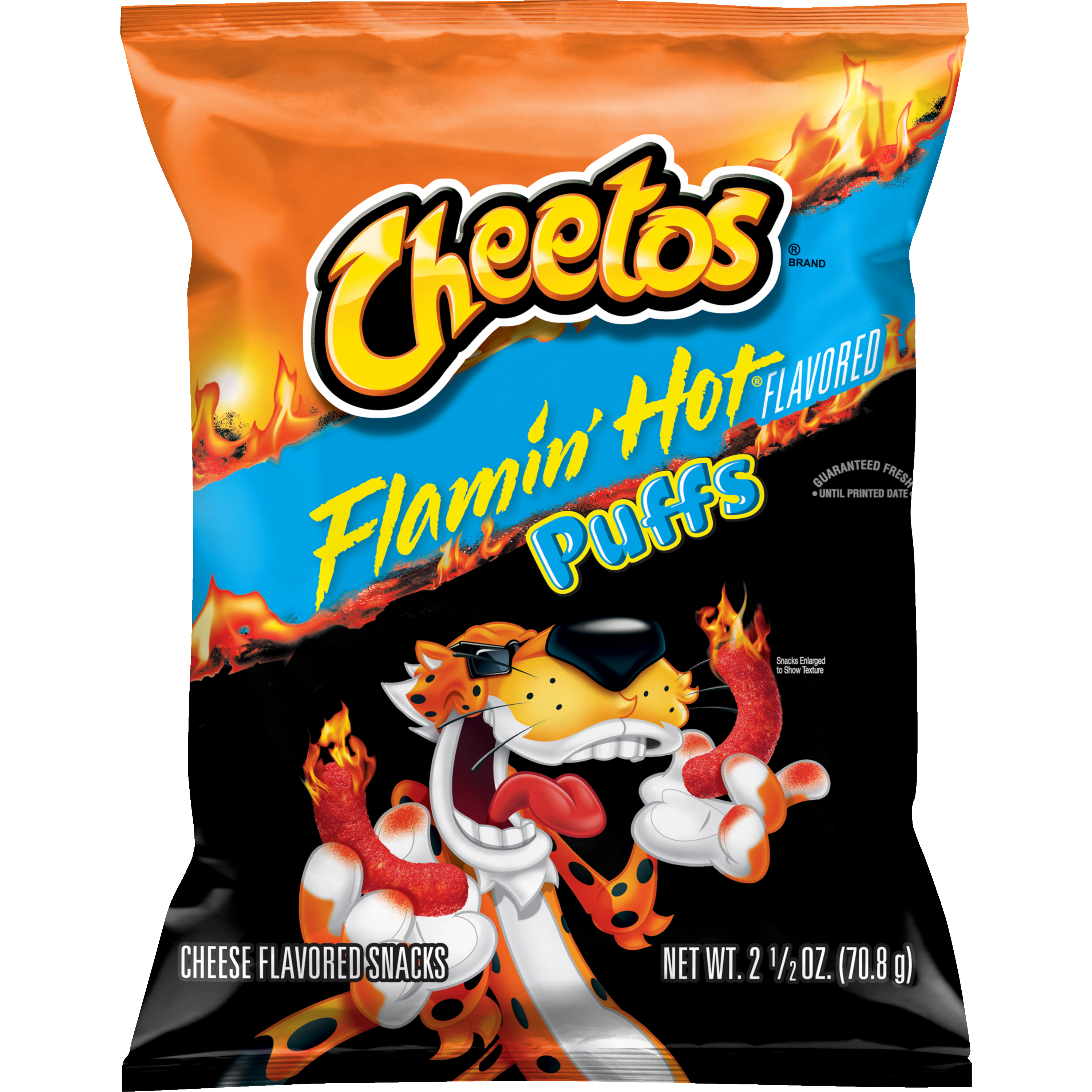 Cheetos, Puffs, Flamin' Hot Flavored, Cheese Flavored Snacks