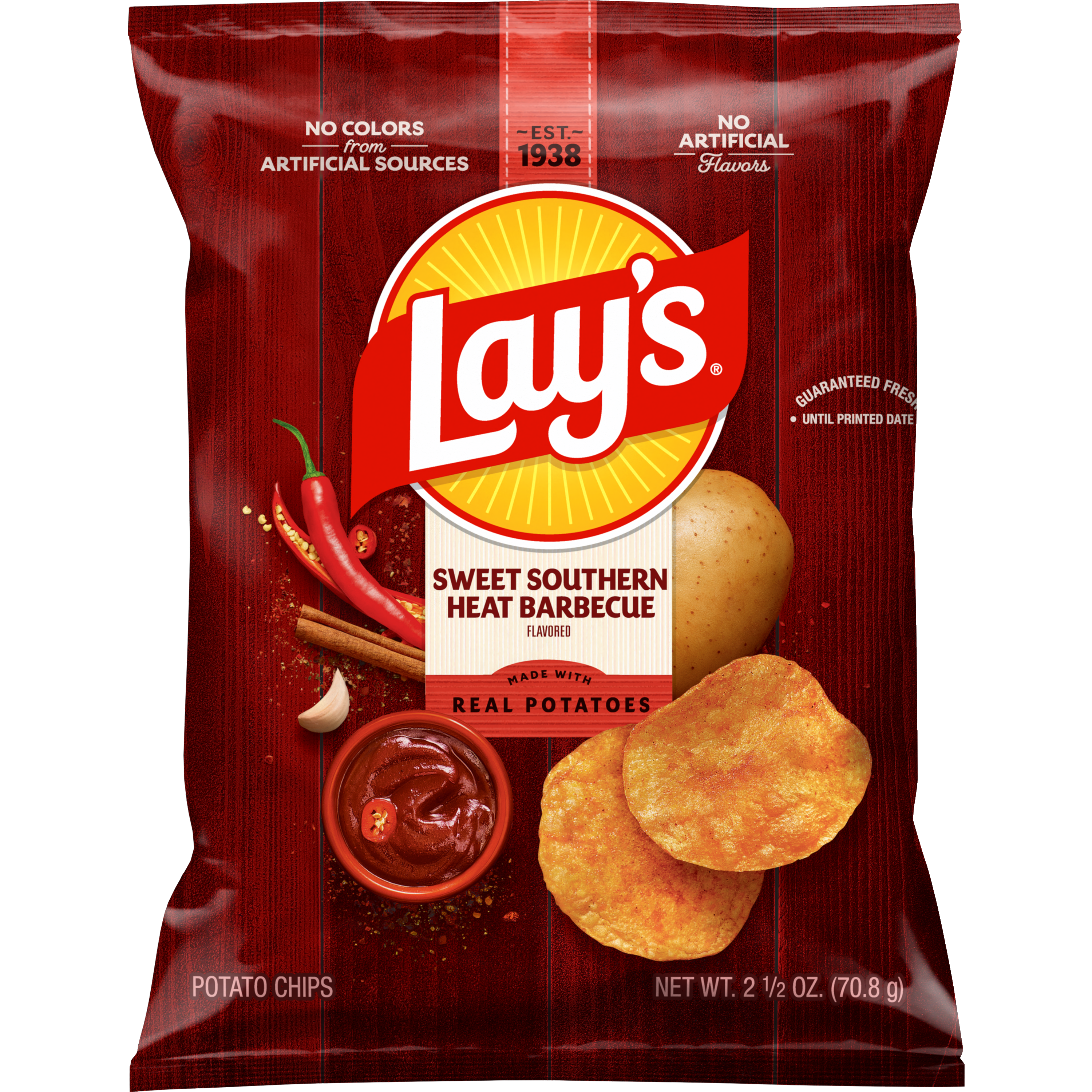 Lay's, Sweet Southern Heat Barbecue Flavored, Potato Chips