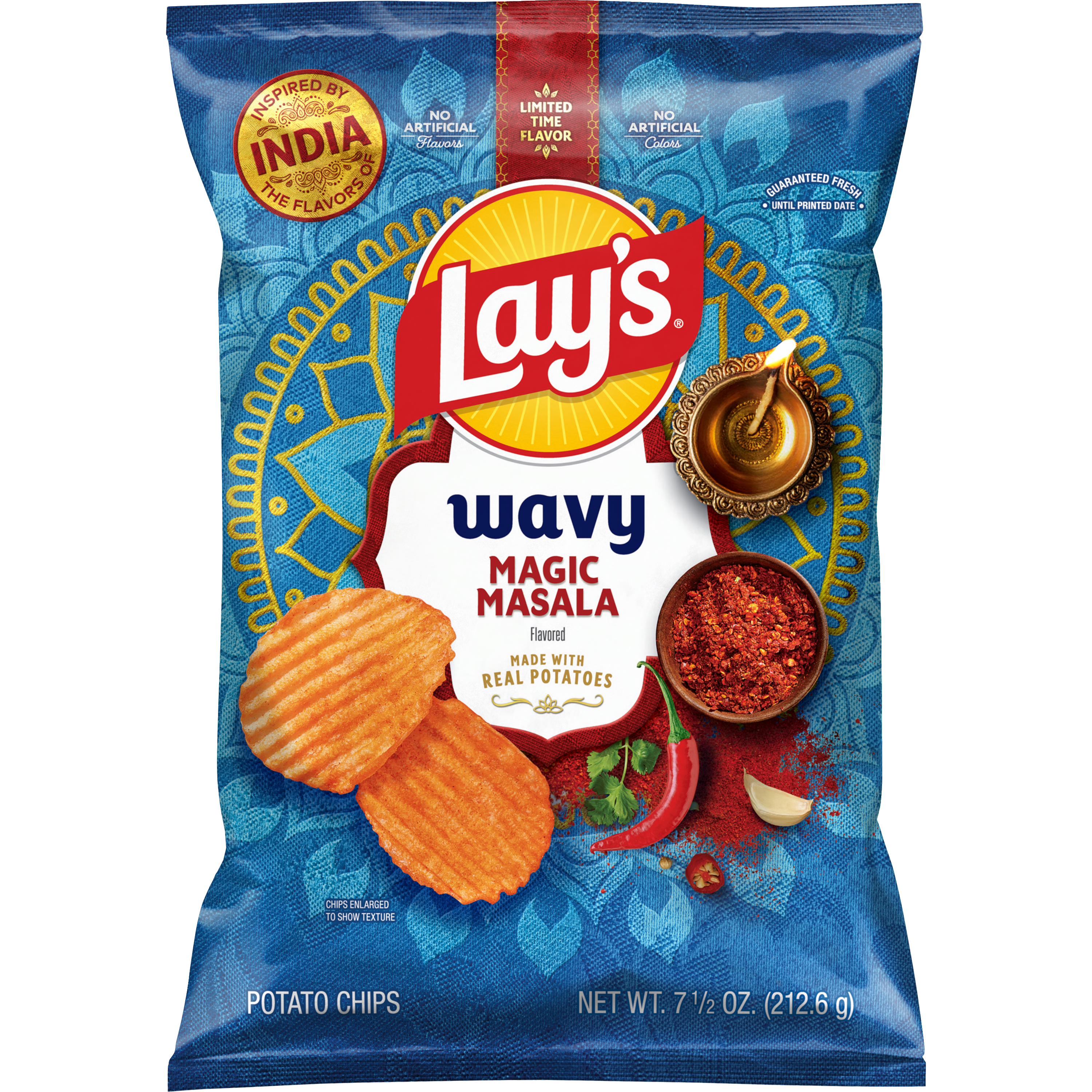 Lay's, Wavy, Magic Masala Flavored, Potato Chips
