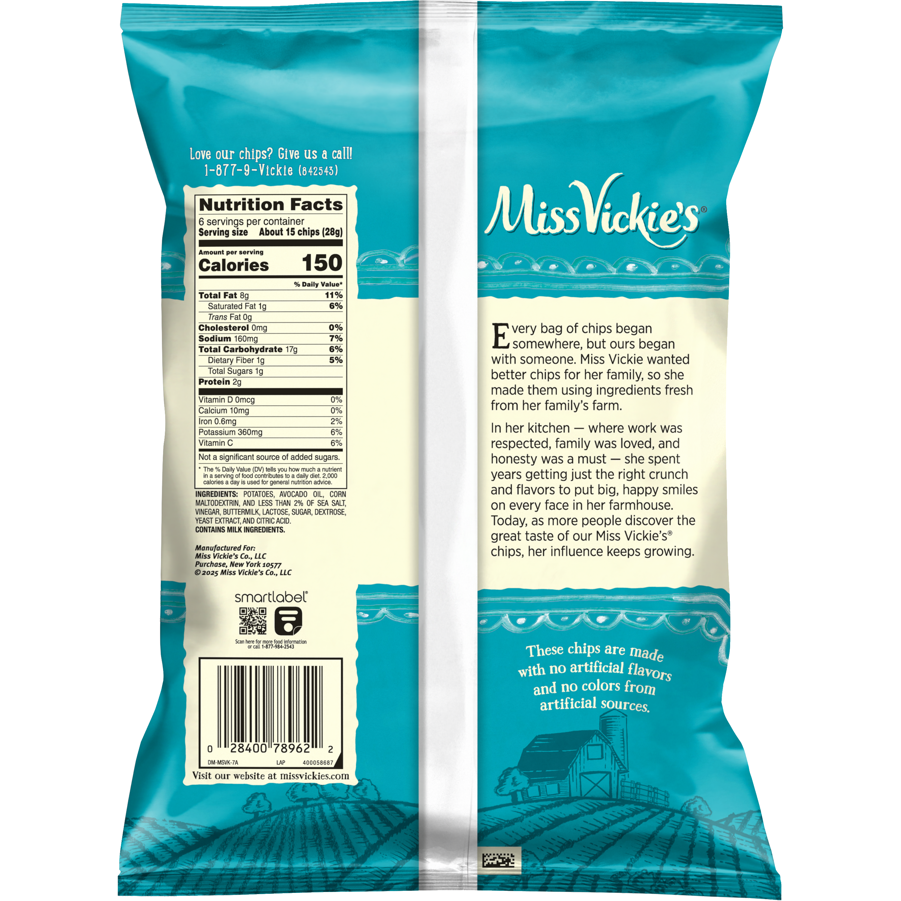 Miss Vickie's, Sea Salt & Vinegar Flavored, Kettle Cooked Potato Chips thumbnail