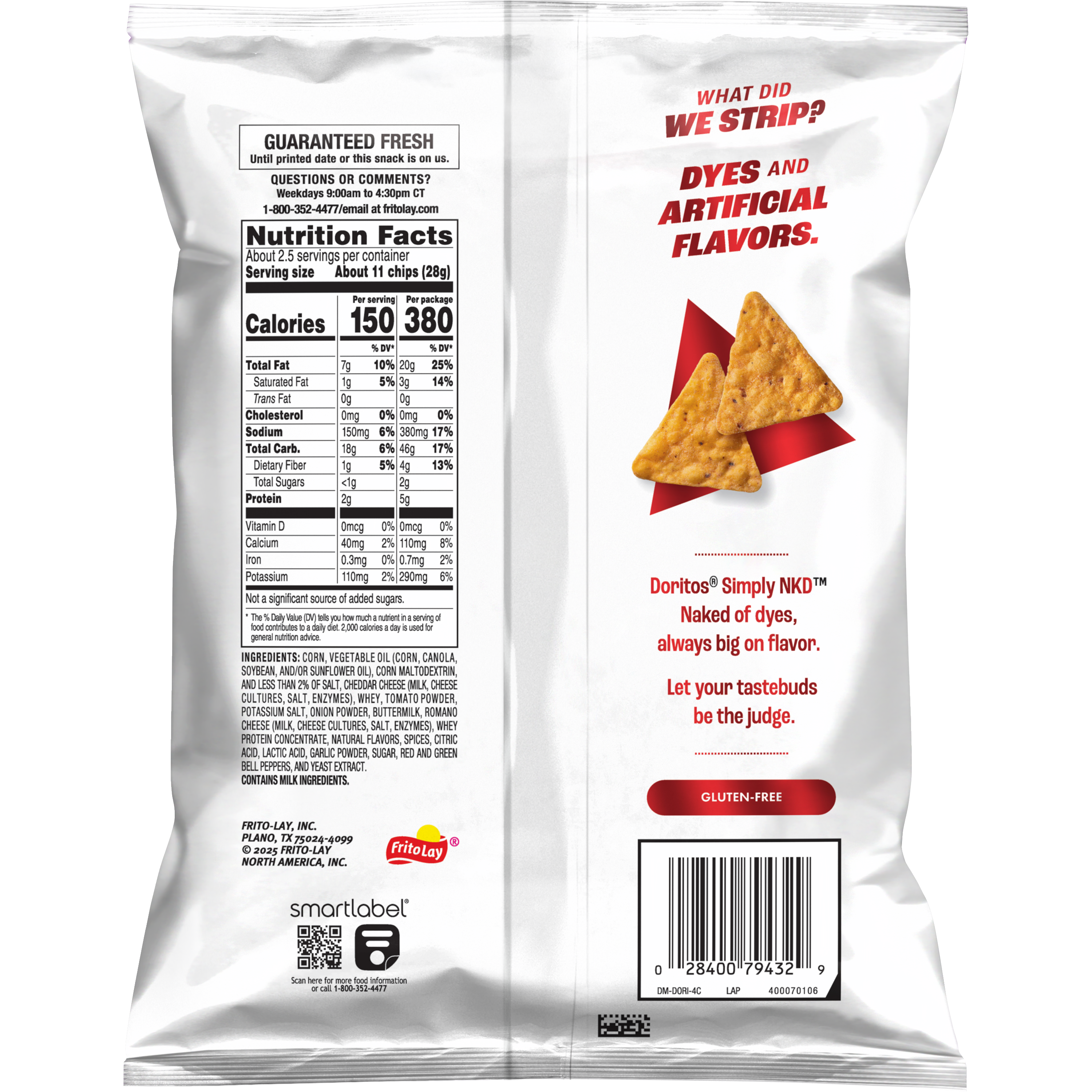 Doritos, Simply NKD, Nacho Cheese Flavored, Tortilla Chips thumbnail