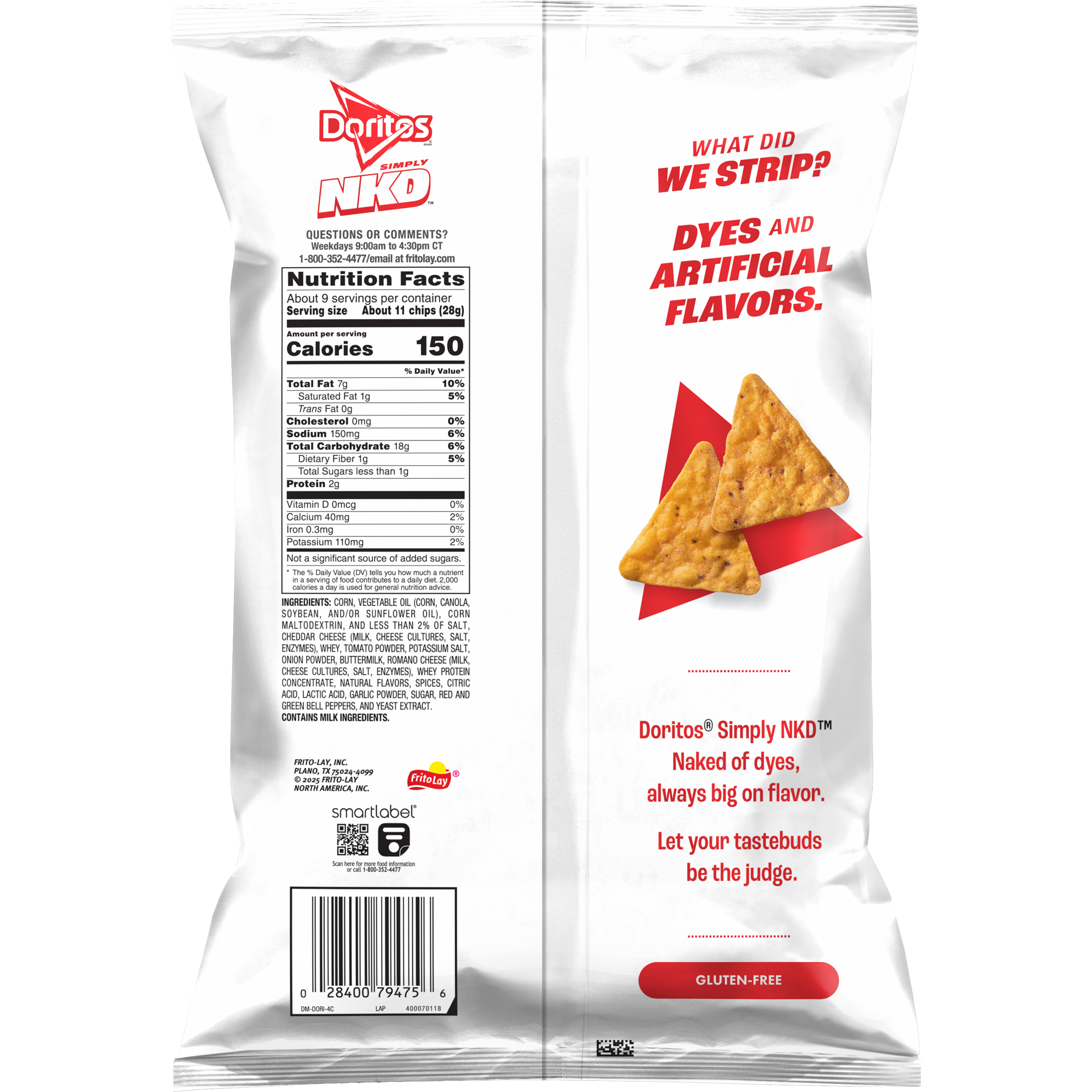 Doritos, Simply NKD, Nacho Cheese Flavored, Tortilla Chips thumbnail