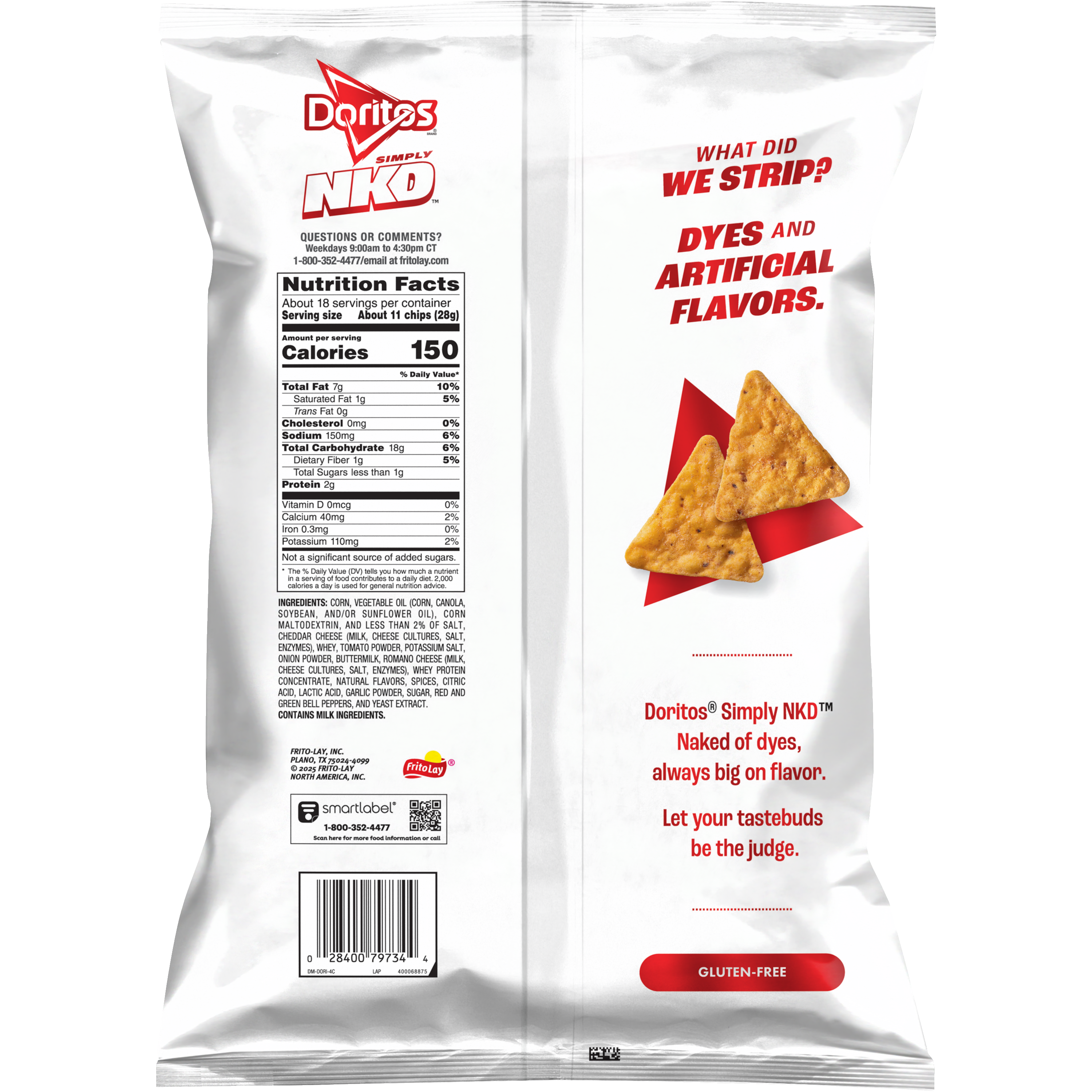 Doritos, Simply NKD, Nacho Cheese Flavored, Tortilla Chips thumbnail