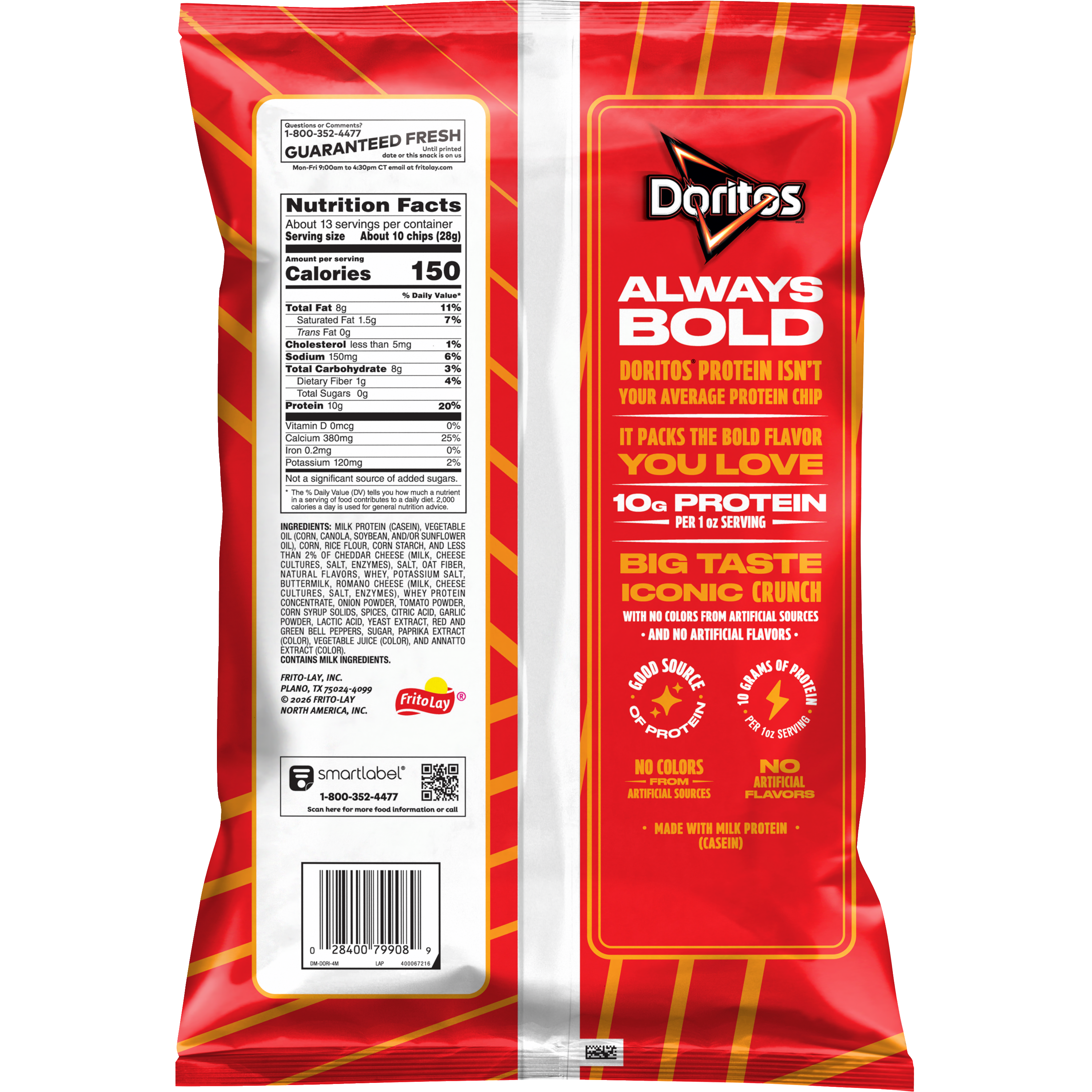 Doritos, Protein, Nacho Cheese Flavored, Tortilla Style Chips thumbnail