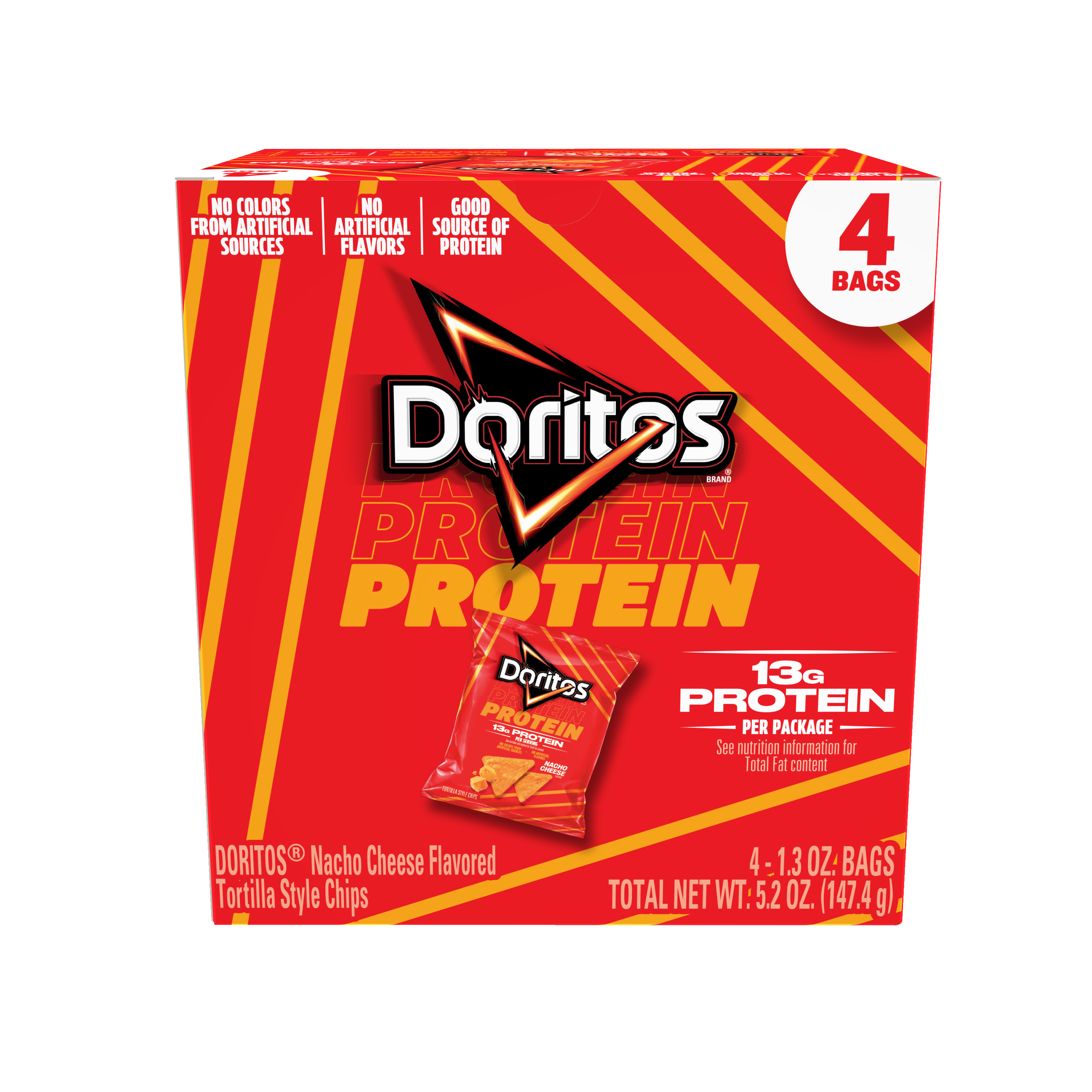Doritos, Protein, Nacho Cheese Flavored, Tortilla Style Chips