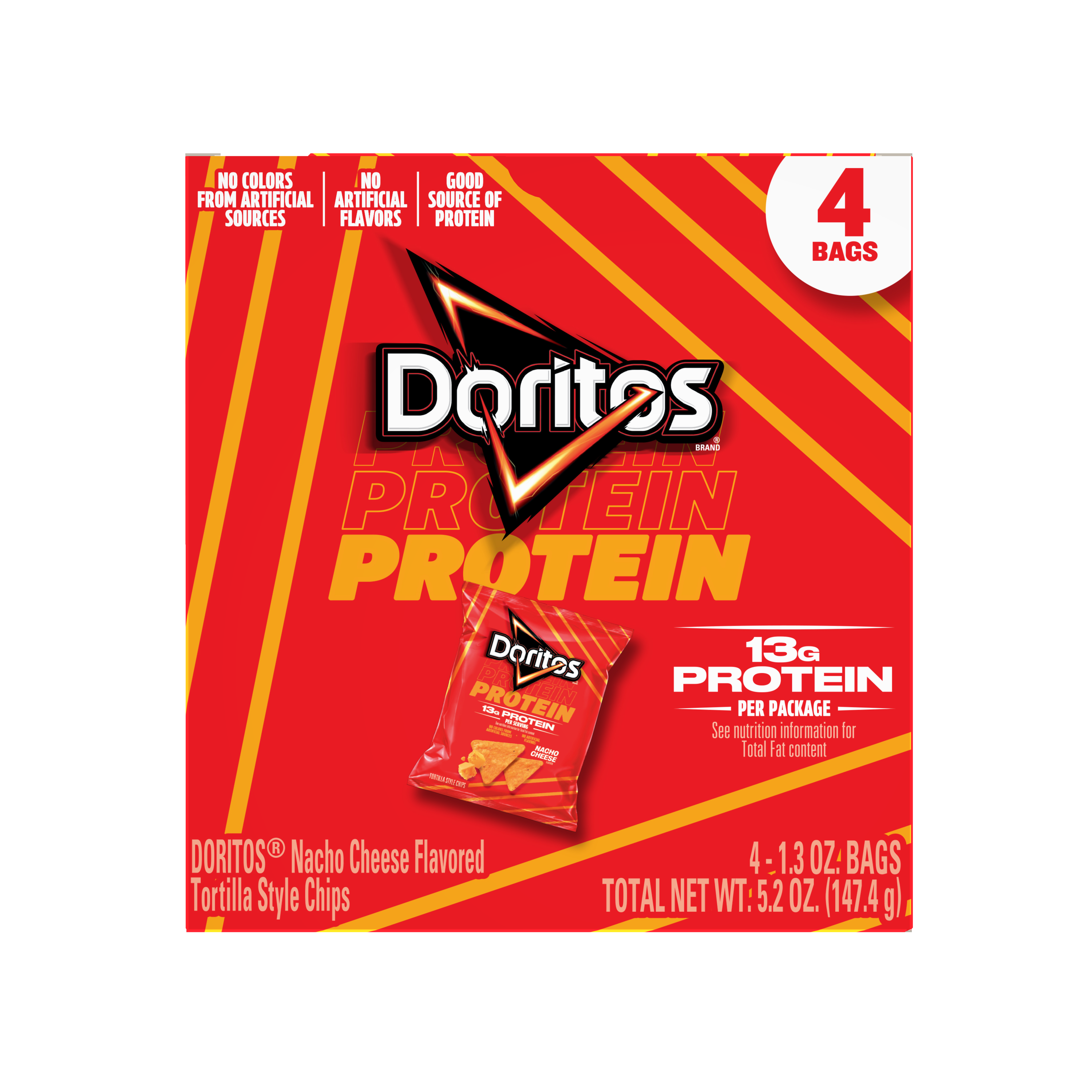Doritos, Protein, Nacho Cheese Flavored, Tortilla Style Chips thumbnail