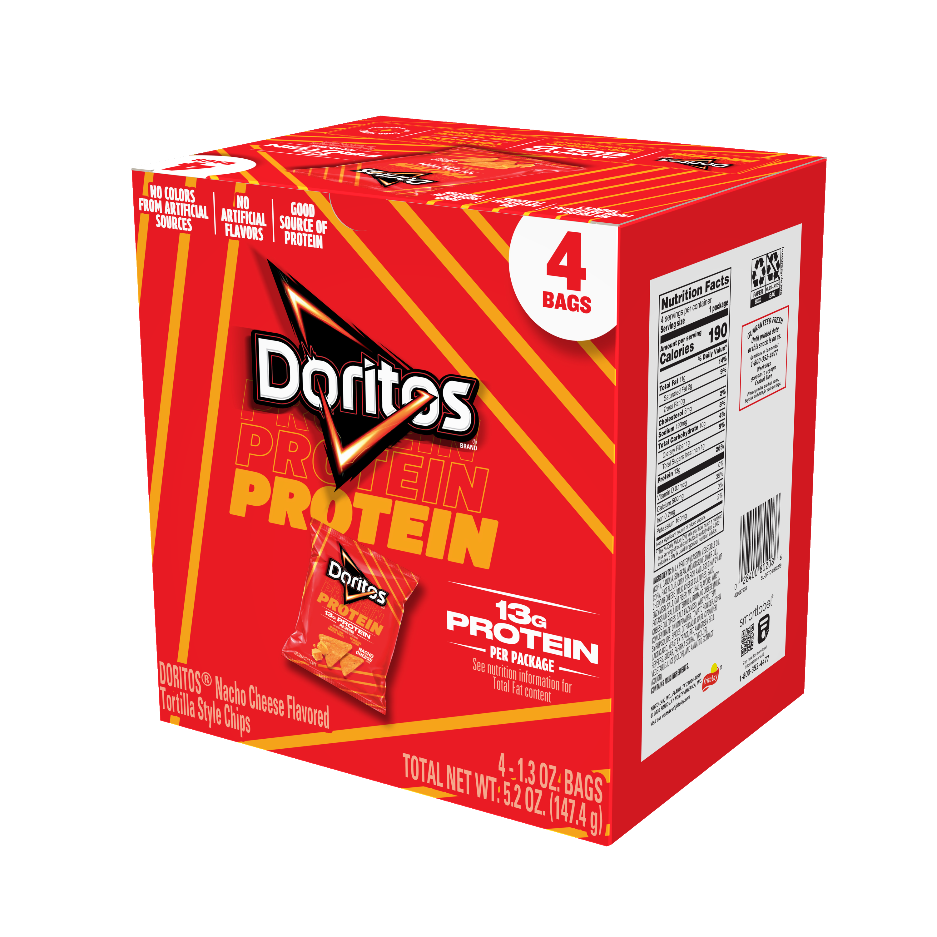 Doritos, Protein, Nacho Cheese Flavored, Tortilla Style Chips thumbnail
