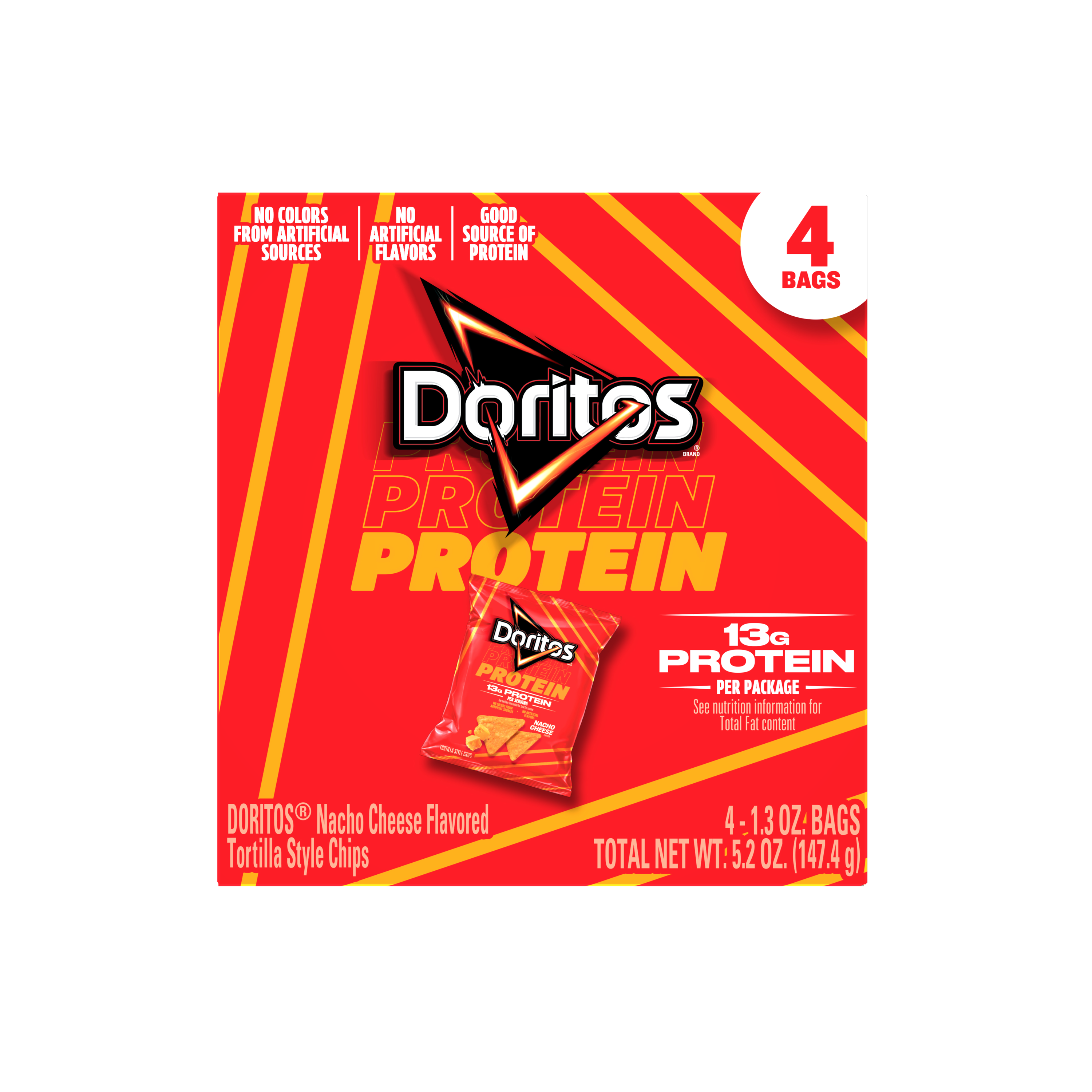 Doritos, Protein, Nacho Cheese Flavored, Tortilla Style Chips thumbnail