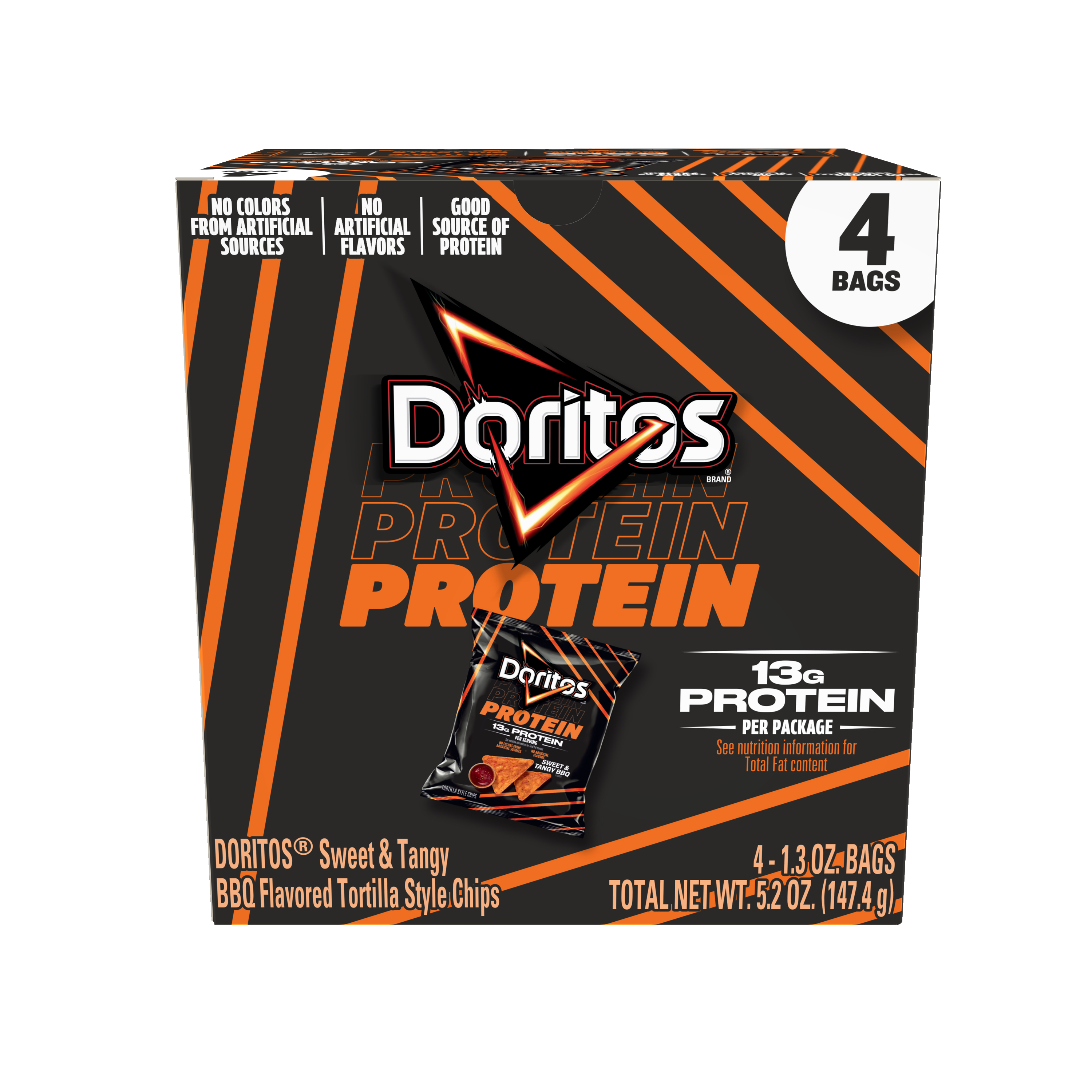 Doritos, Protein, Sweet & Tangy BBQ Flavored, Tortilla Style Chips
