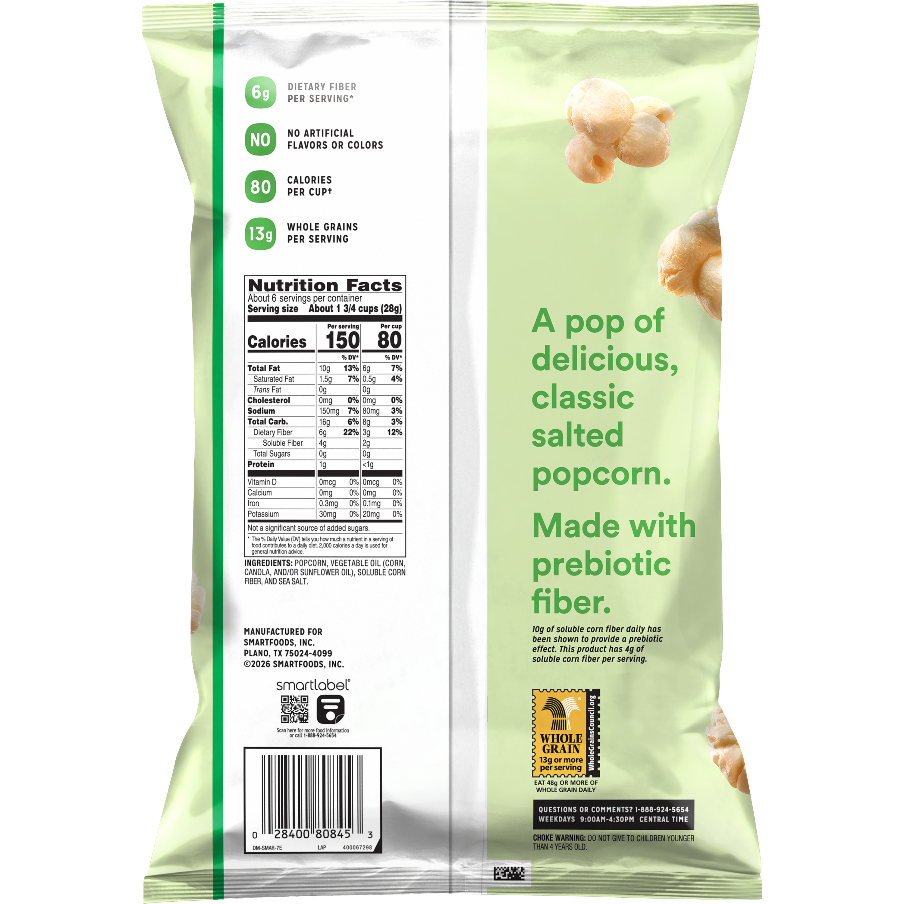 Smartfood, Fiber Pop, Original, Popcorn thumbnail