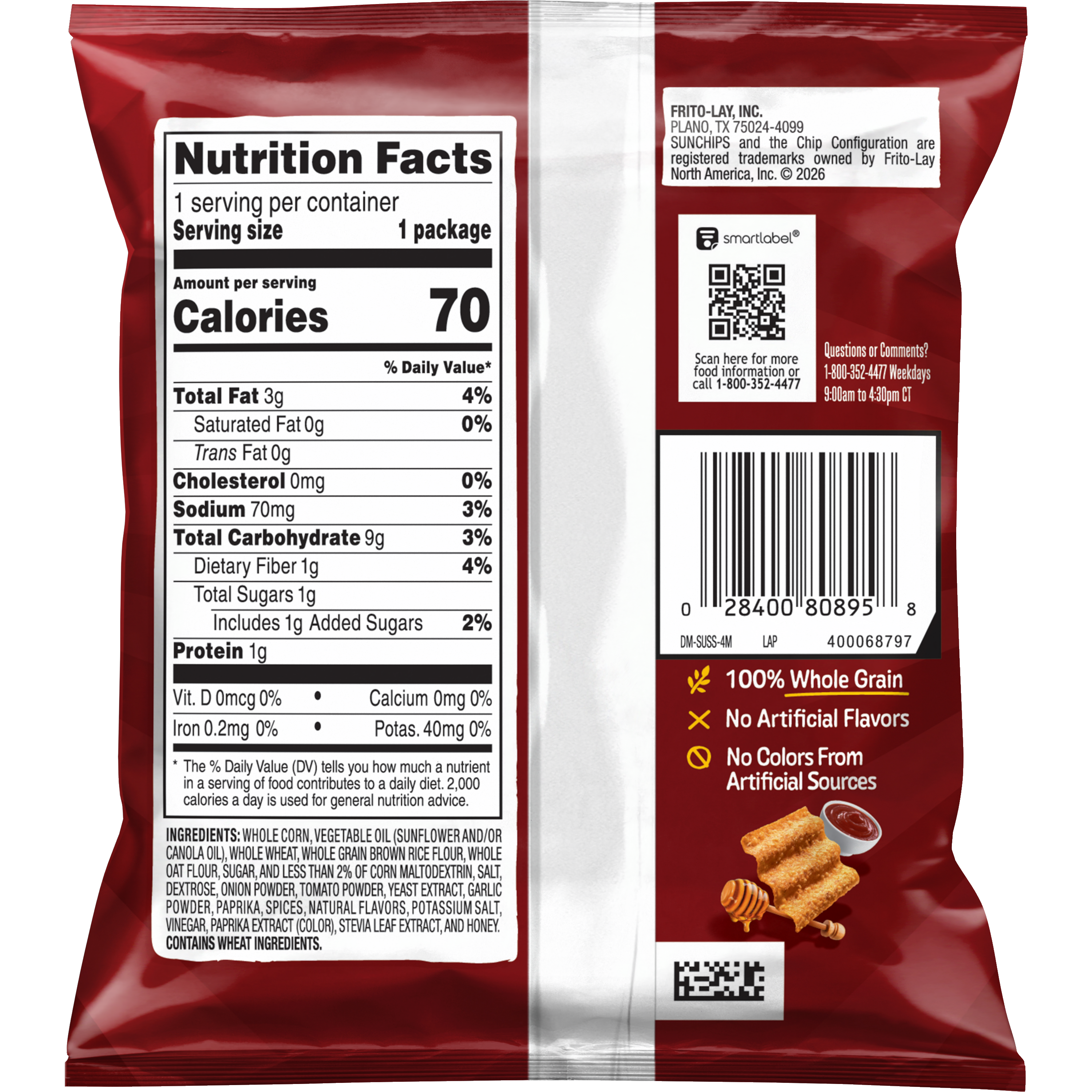 SunChips, Minis, Honey BBQ Flavored, Whole Grain Snacks thumbnail