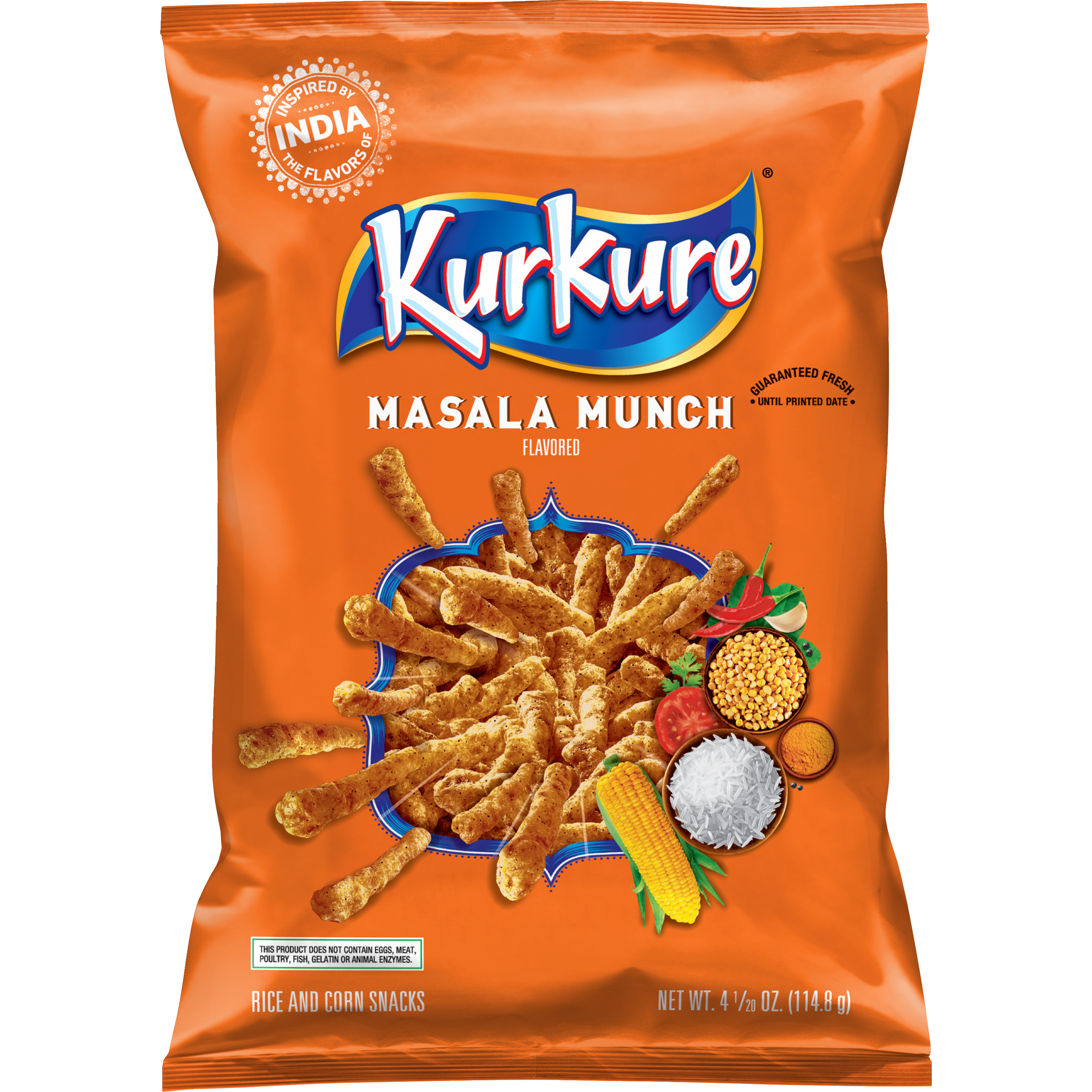 Kurkure, Masala Munch Flavored, Rice And Corn Snacks