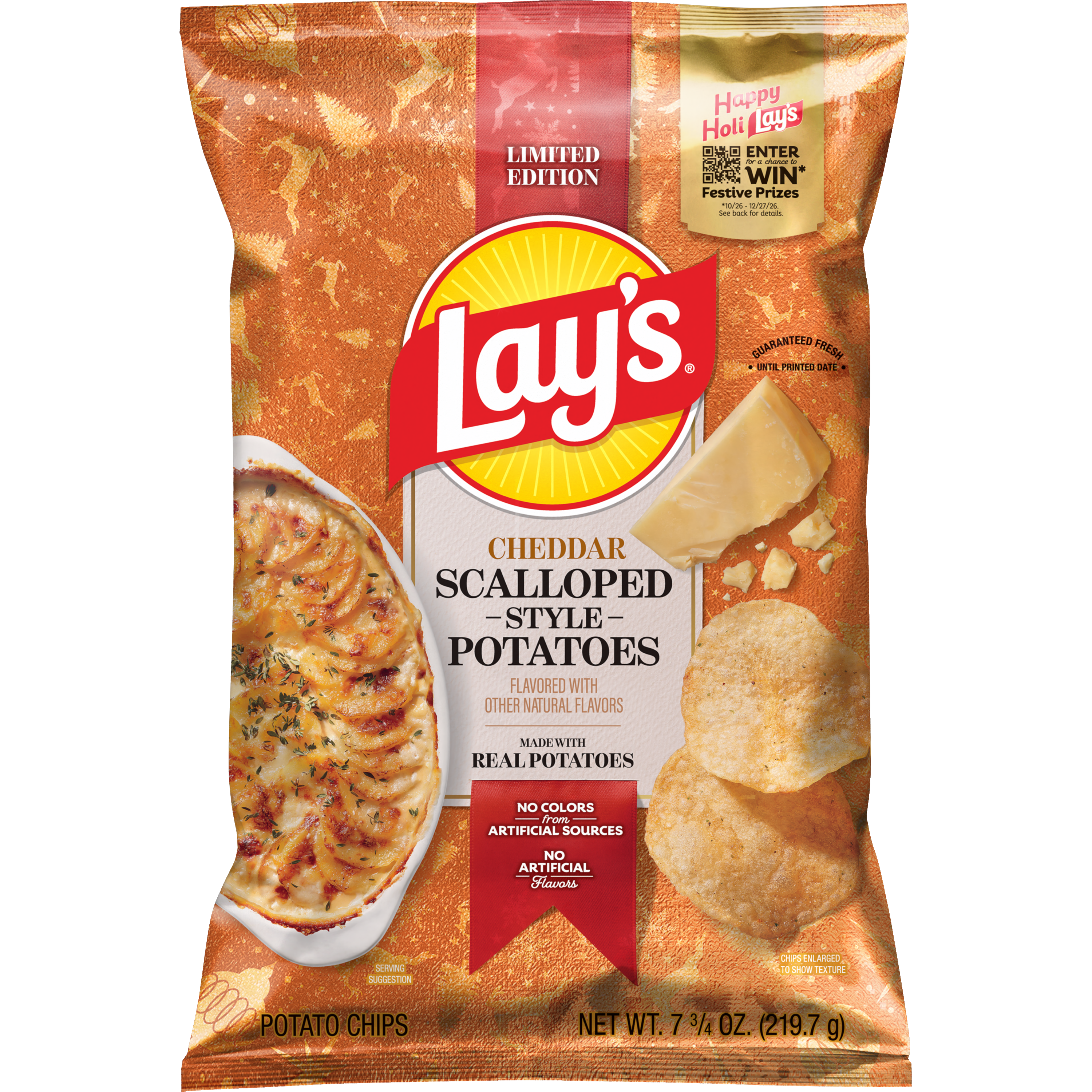 Lay's, Cheddar Scalloped Style Potatoes Flavored, Potato Chips
