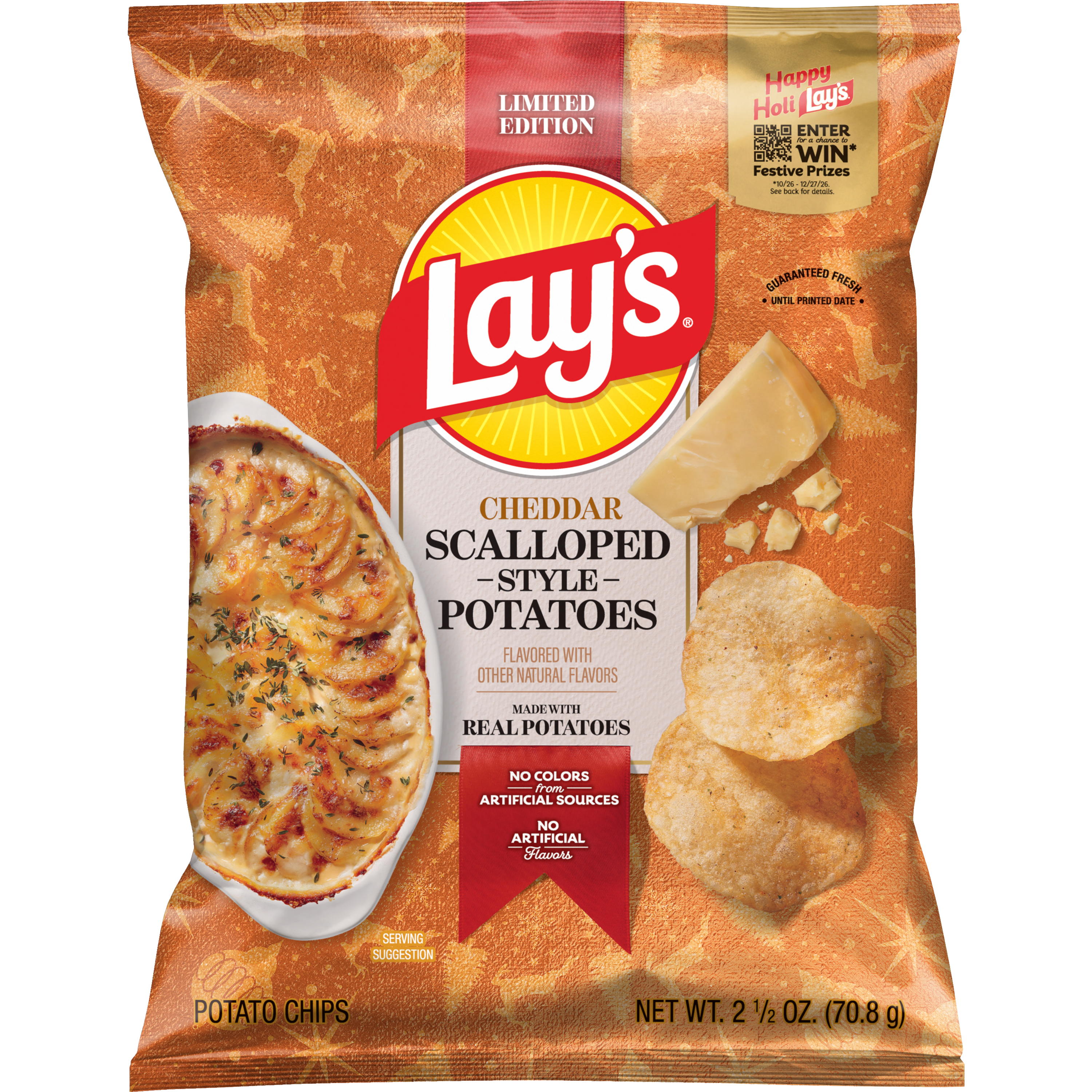 Lay's, Cheddar Scalloped Style Potatoes Flavored, Potato Chips