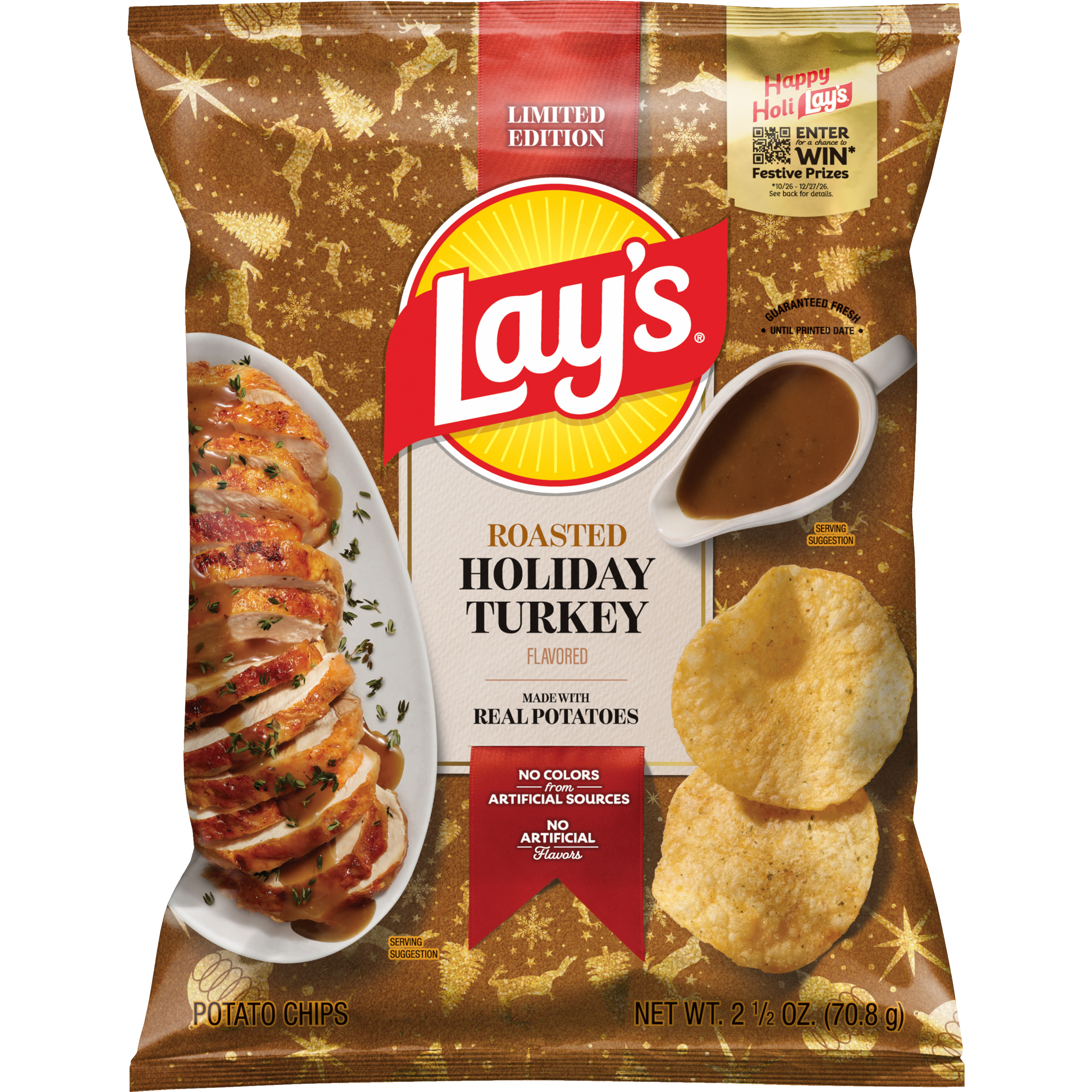 Lay's, Roasted Holiday Turkey Flavored, Potato Chips