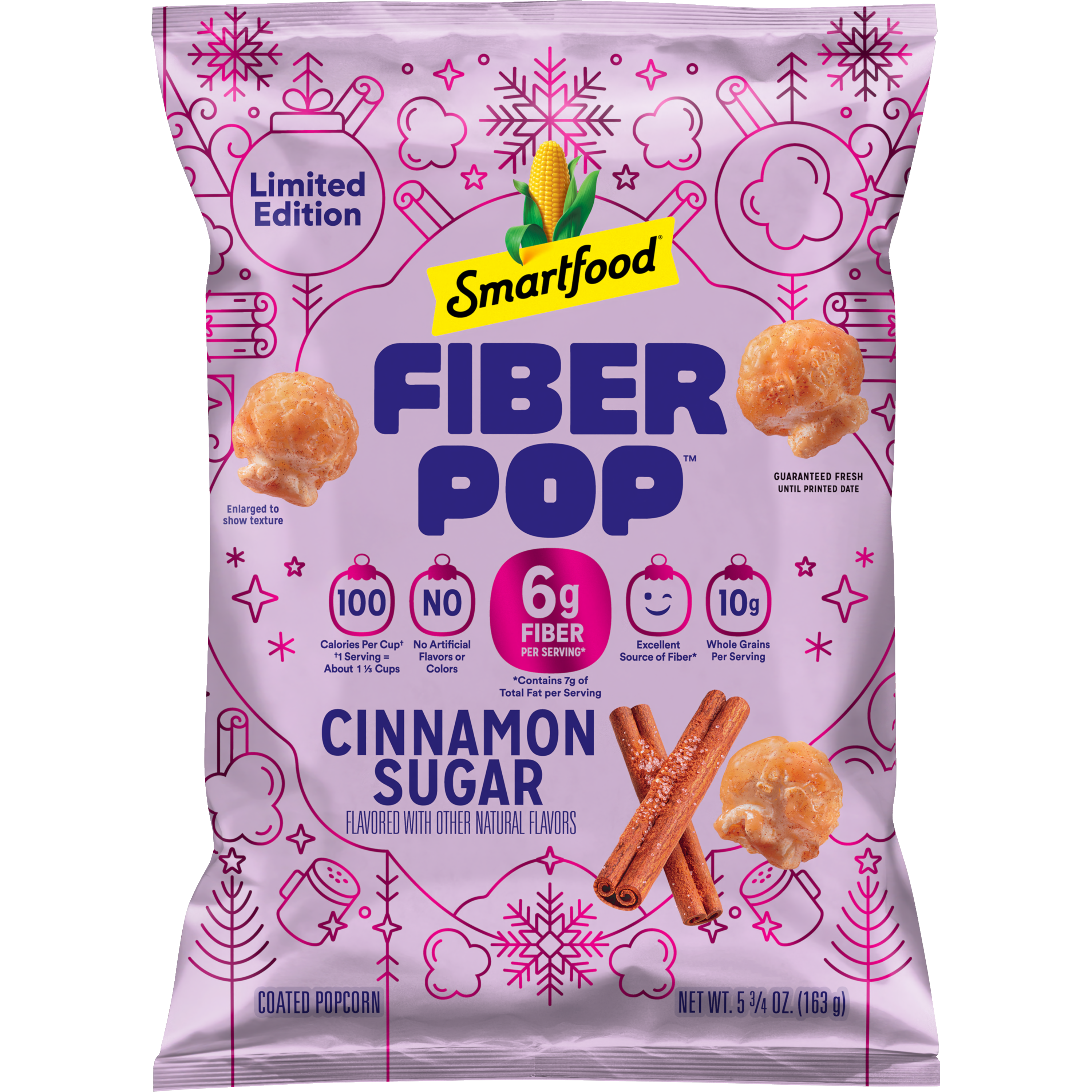 Smartfood, Fiber Pop, Cinnamon Sugar Flavored, Coated Popcorn