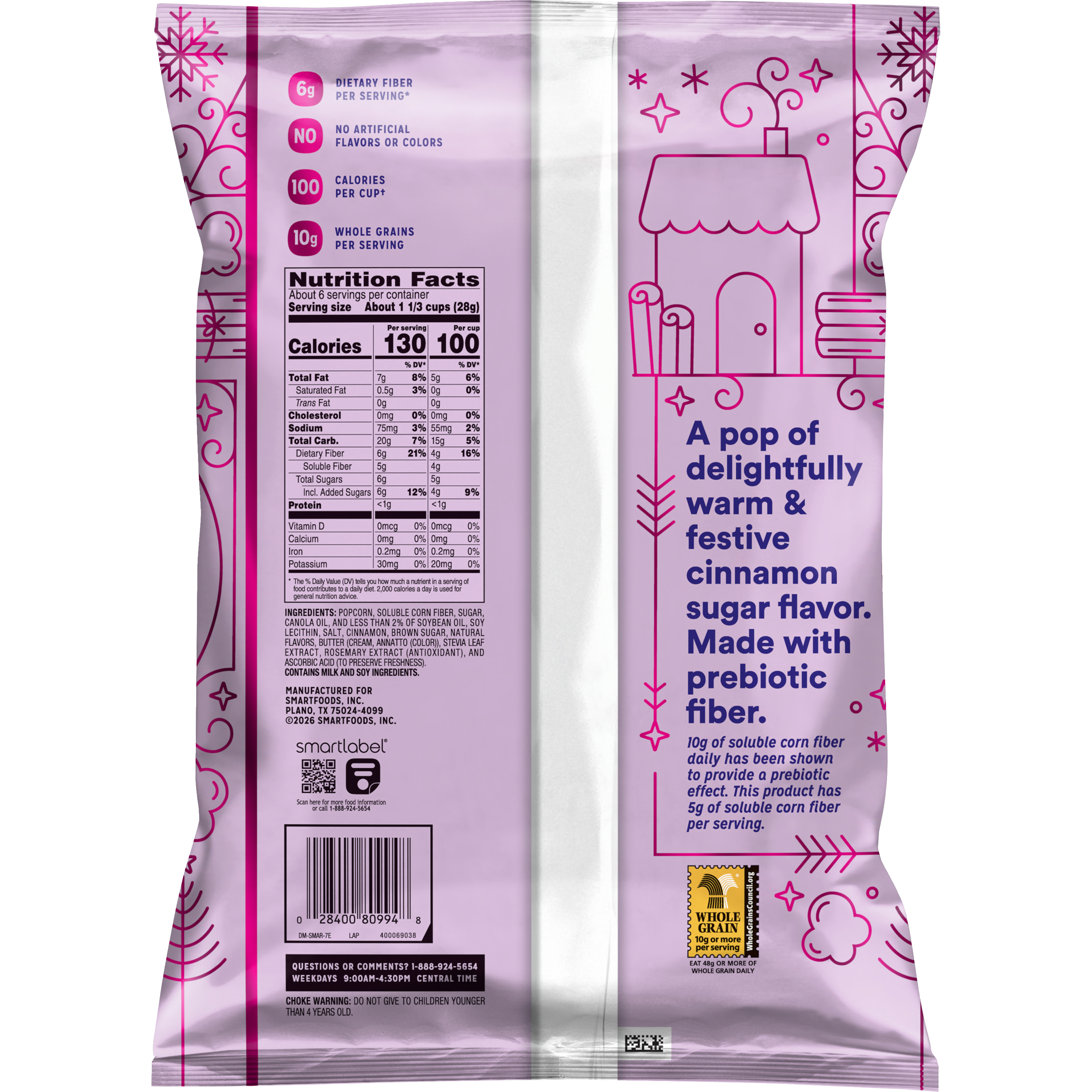 Smartfood, Fiber Pop, Cinnamon Sugar Flavored, Coated Popcorn thumbnail