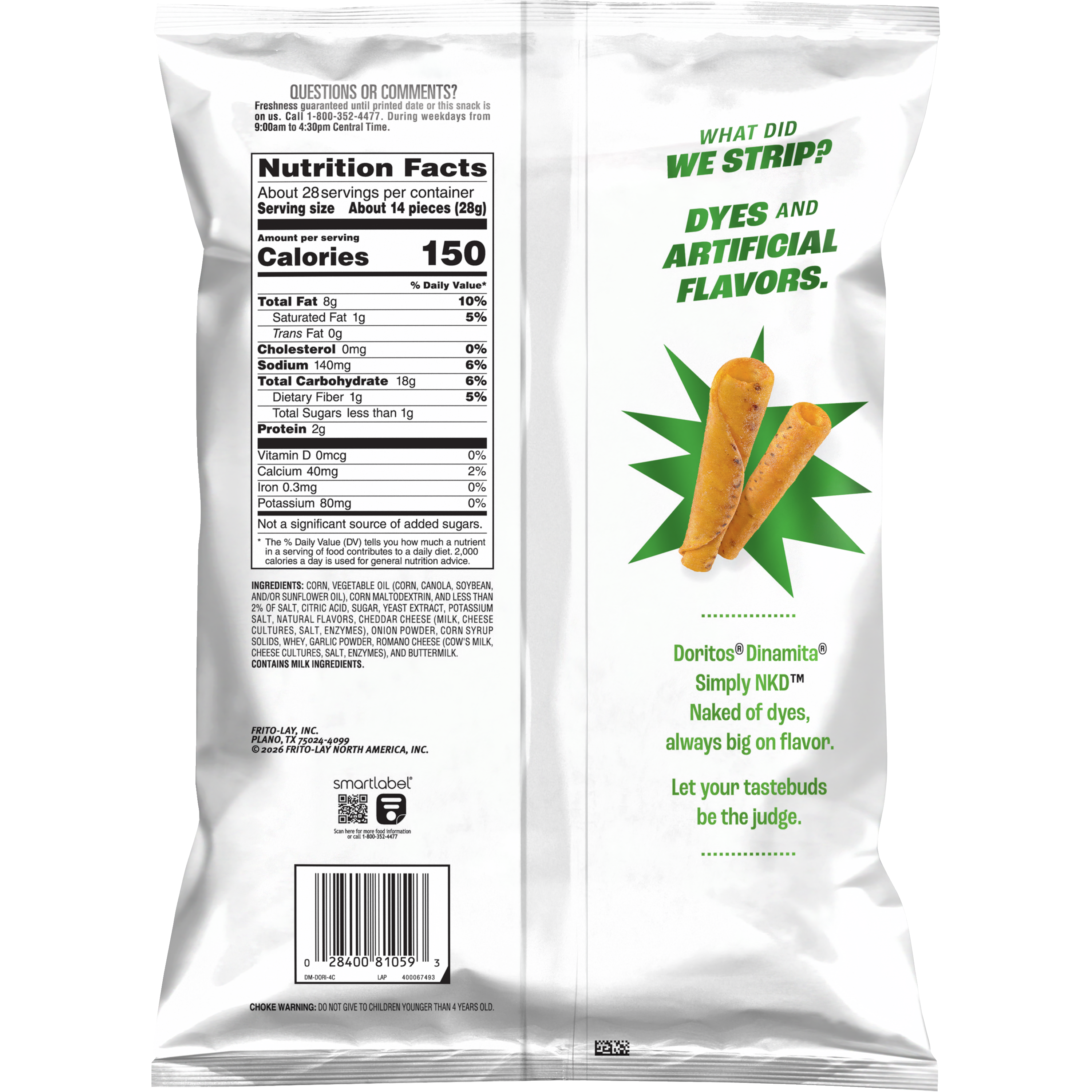 Doritos, Dinamita, Simply NKD, Chile Limon Flavored, Rolled Tortilla Chips thumbnail
