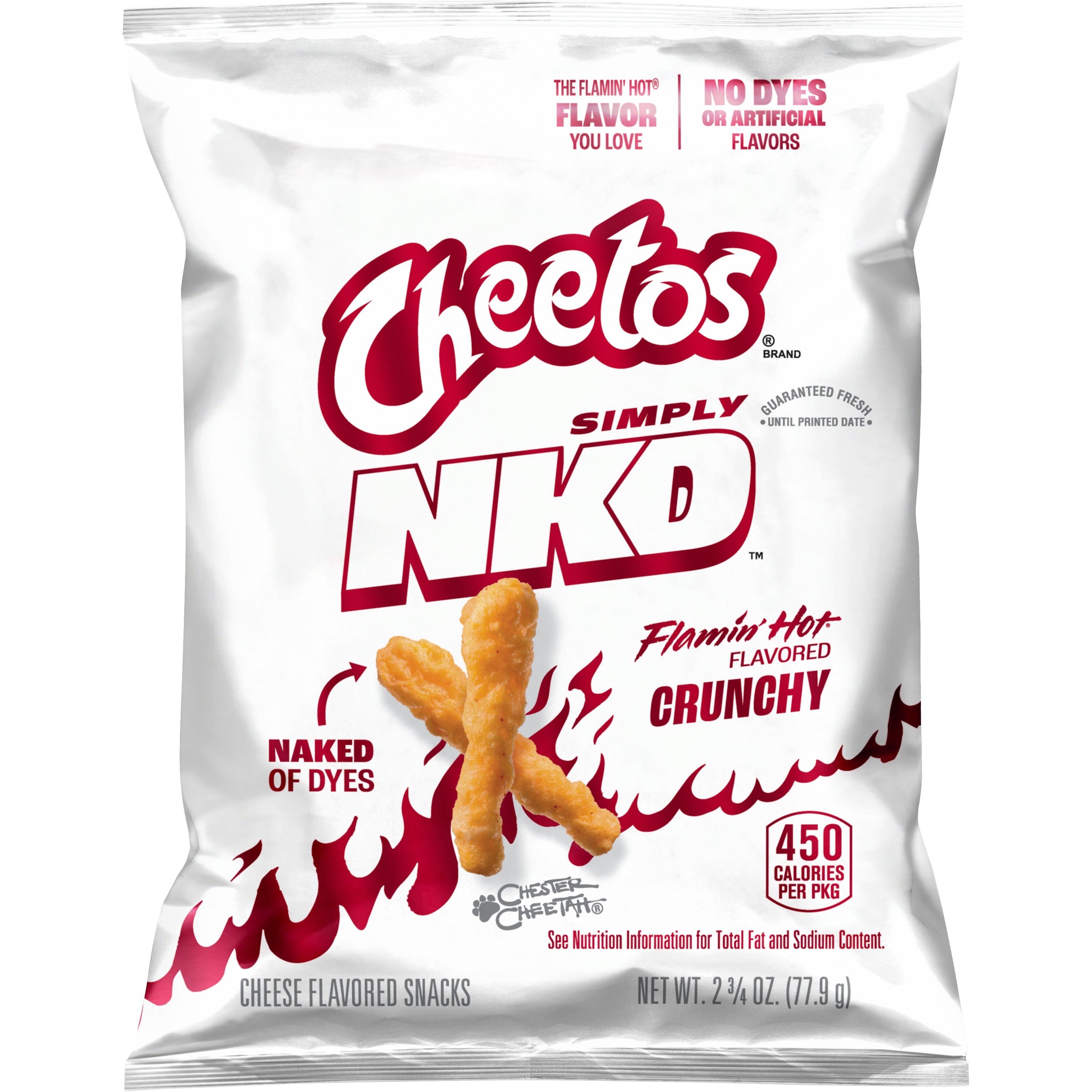 Cheetos, Simply NKD, Flamin' Hot Crunchy Flavored, Cheese Flavored Snacks