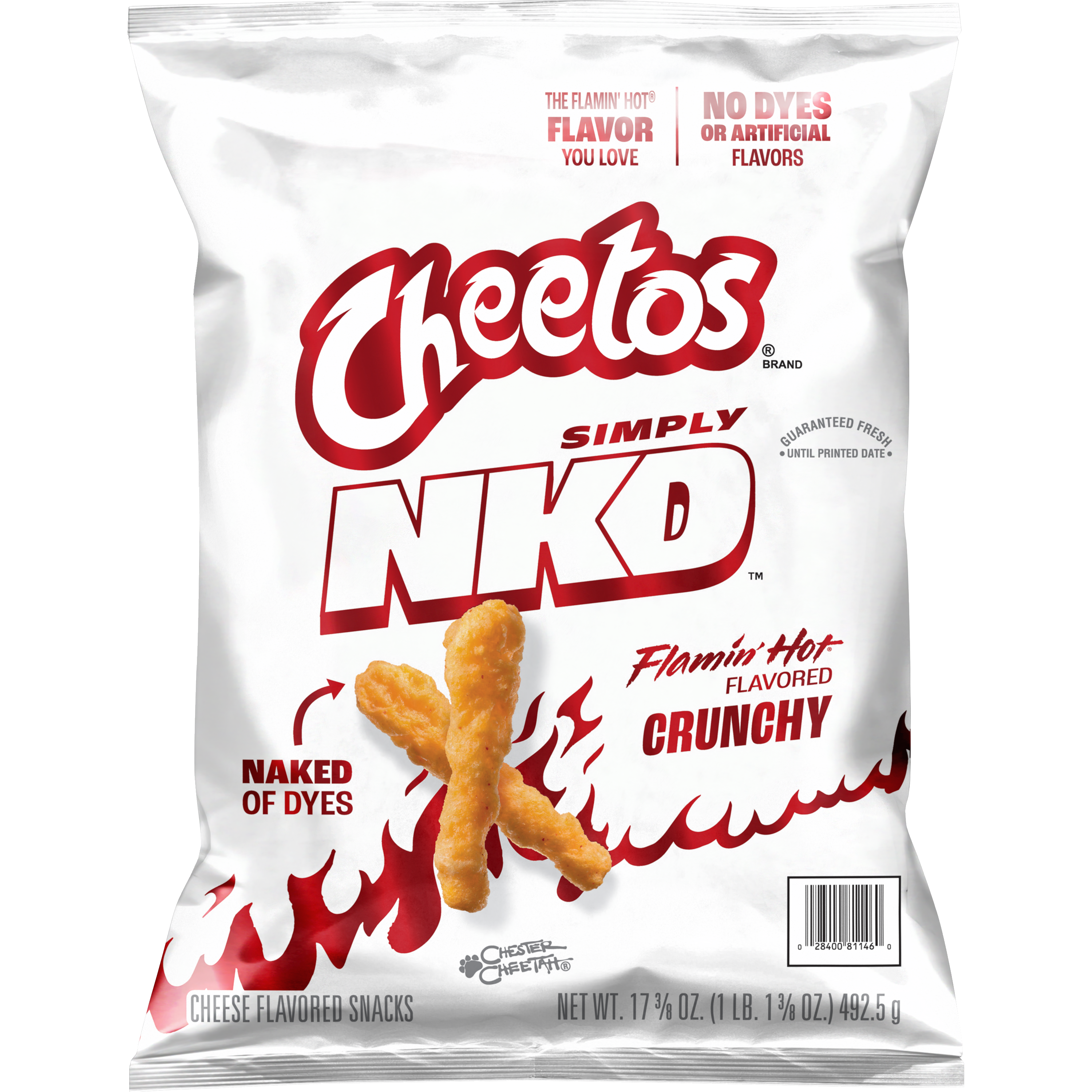 Cheetos, Simply NKD, Flamin' Hot Crunchy Flavored, Cheese Flavored Snacks