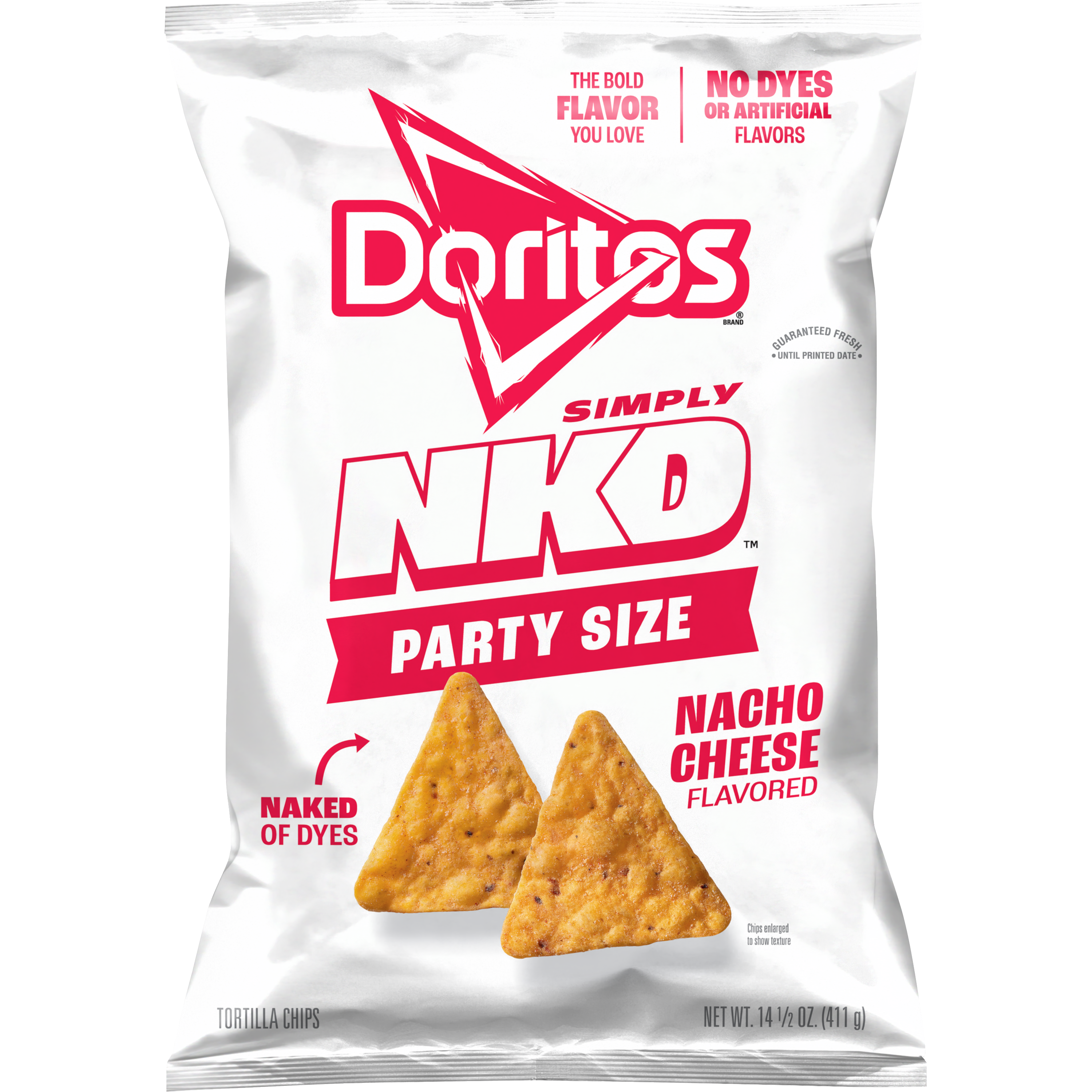Doritos, Simply NKD, Party Size, Nacho Cheese Flavored, Tortilla Chips