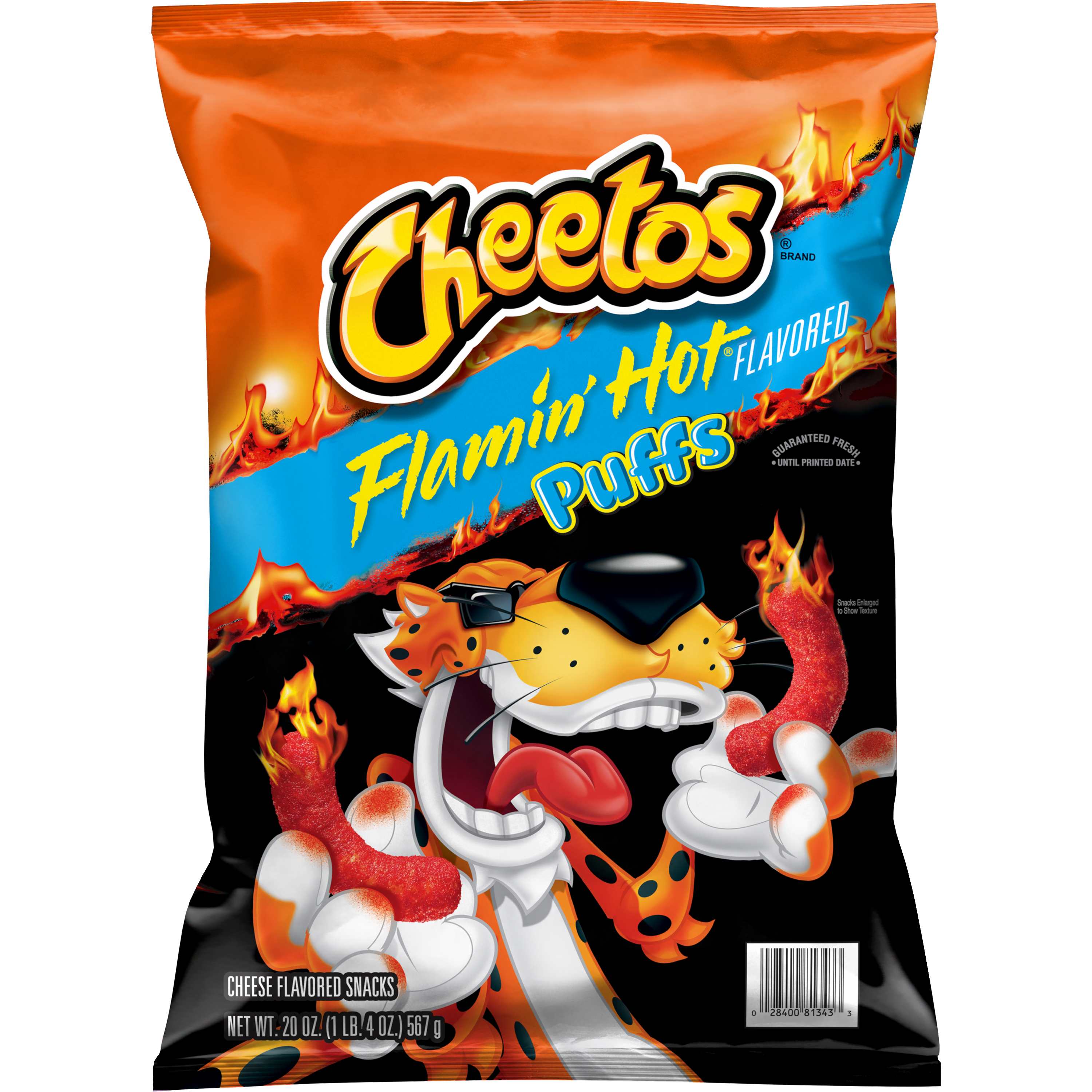 Cheetos, Puffs, Flamin' Hot Flavored, Cheese Flavored Snacks