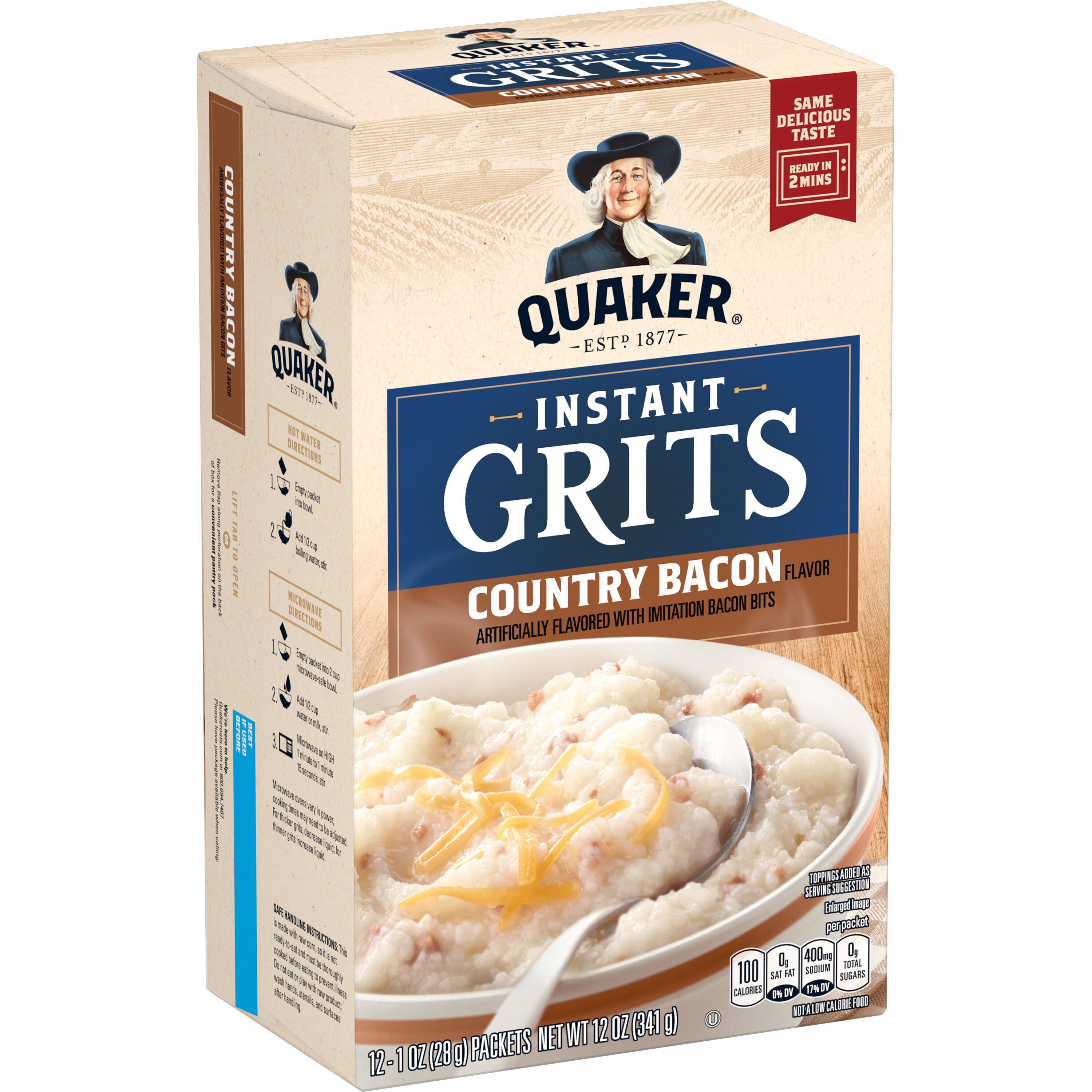 Quaker, Country Bacon Artificially Flavored, Instant Grits