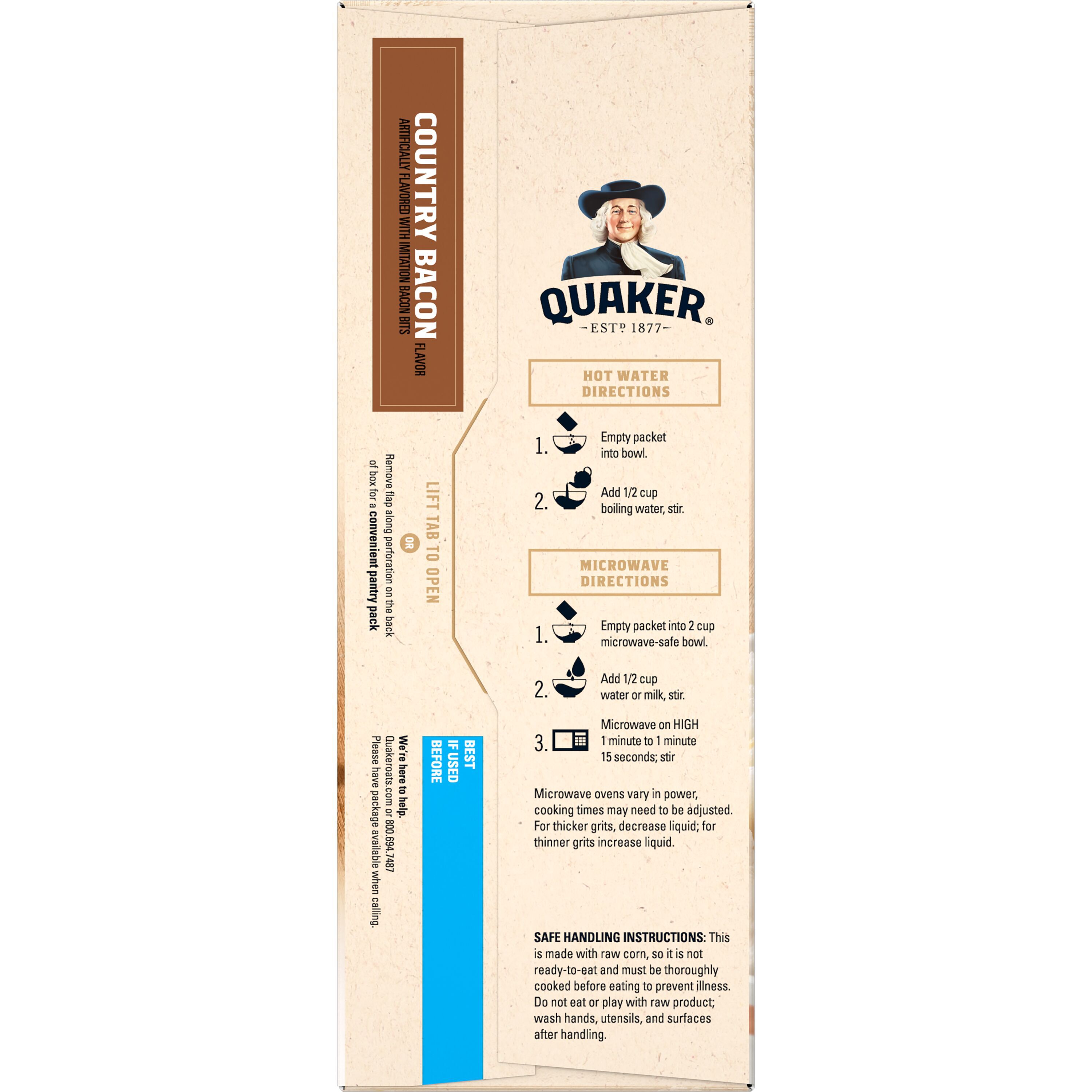 Quaker, Country Bacon Artificially Flavored, Instant Grits thumbnail