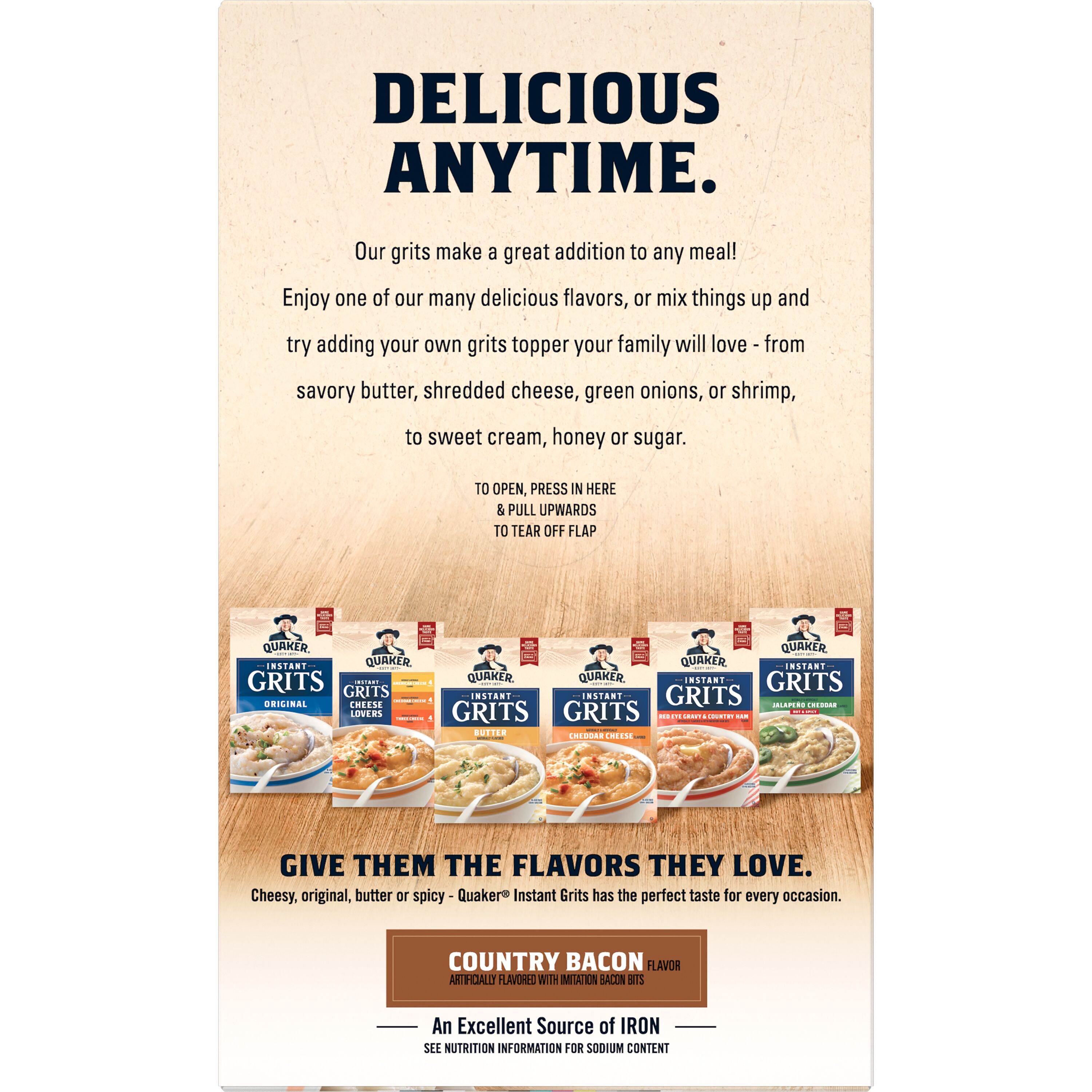 Quaker, Country Bacon Artificially Flavored, Instant Grits thumbnail