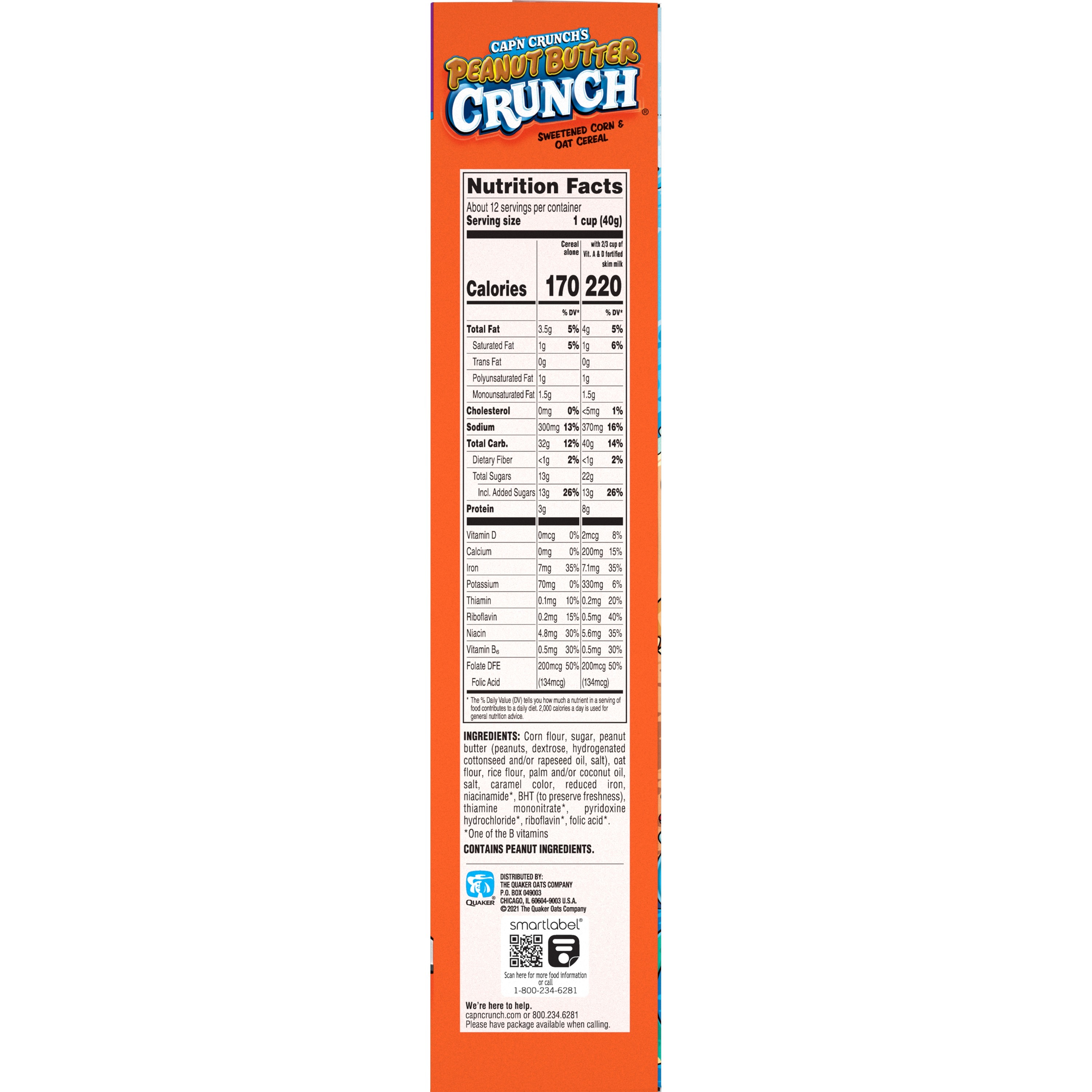 Cap'n Crunch's, Large Size, Peanut Butter Crunch, Sweetened Corn & Oat Cereal thumbnail