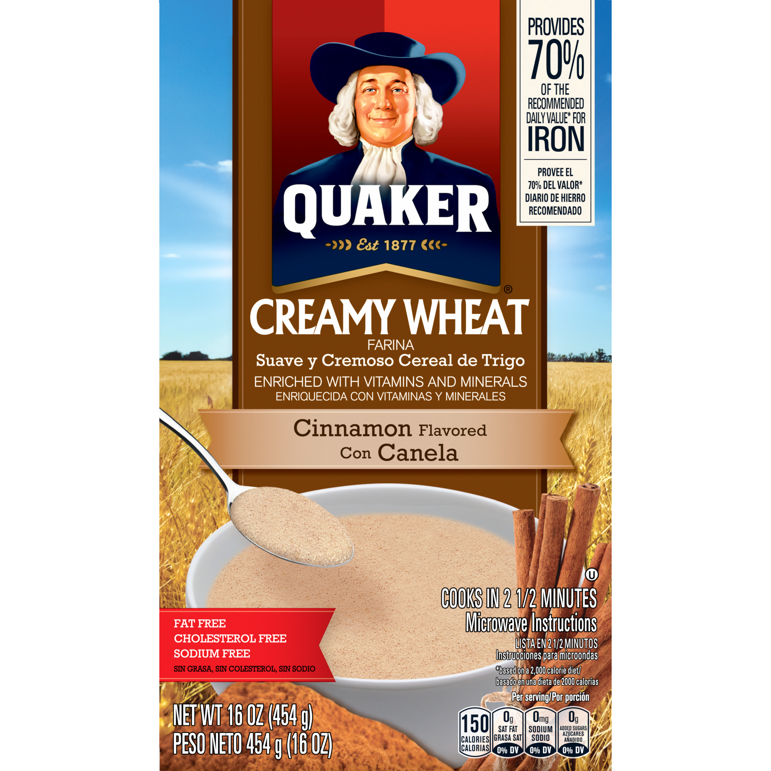 Quaker, Creamy Wheat, Cinnamon Flavored, Farina