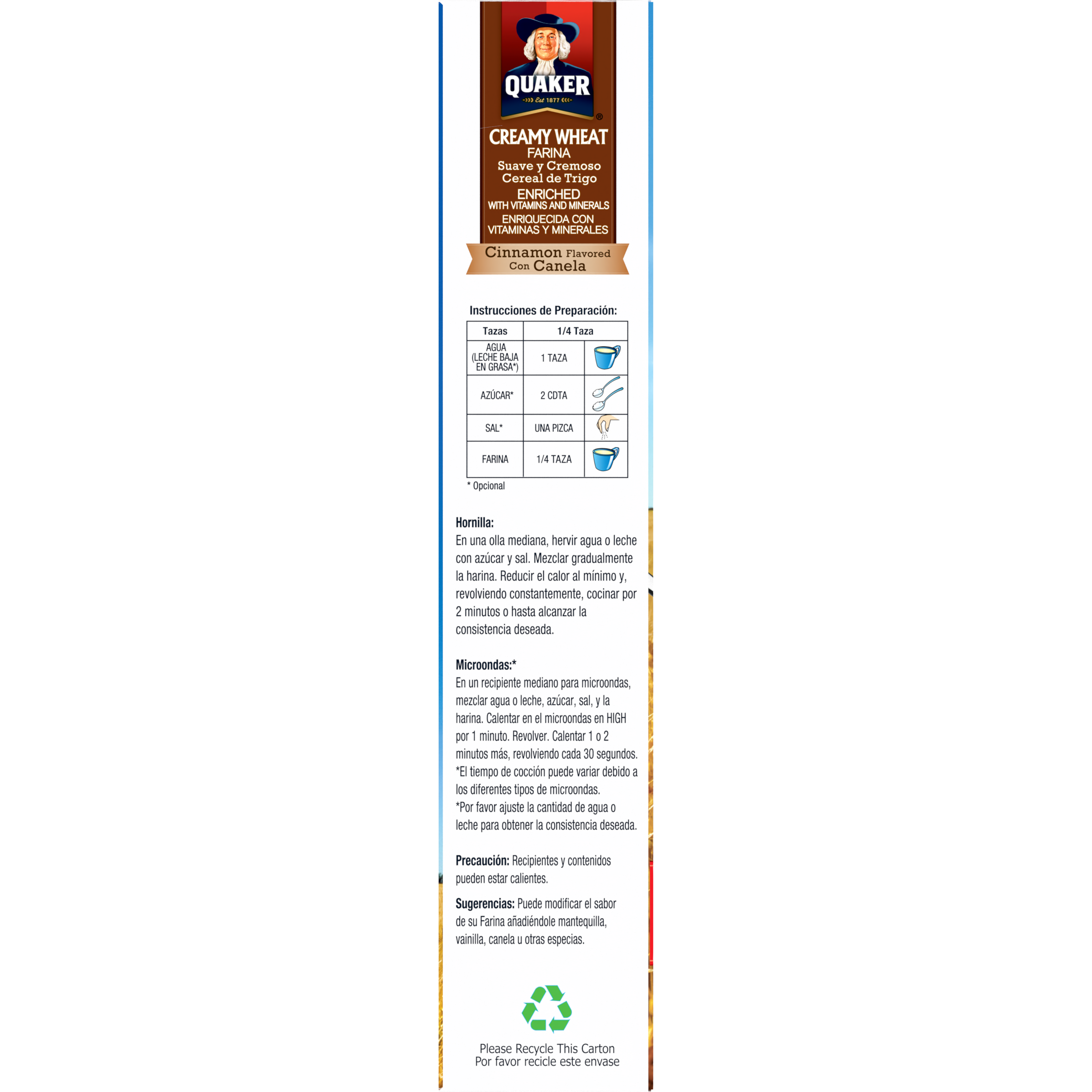 Quaker, Creamy Wheat, Cinnamon Flavored, Farina thumbnail