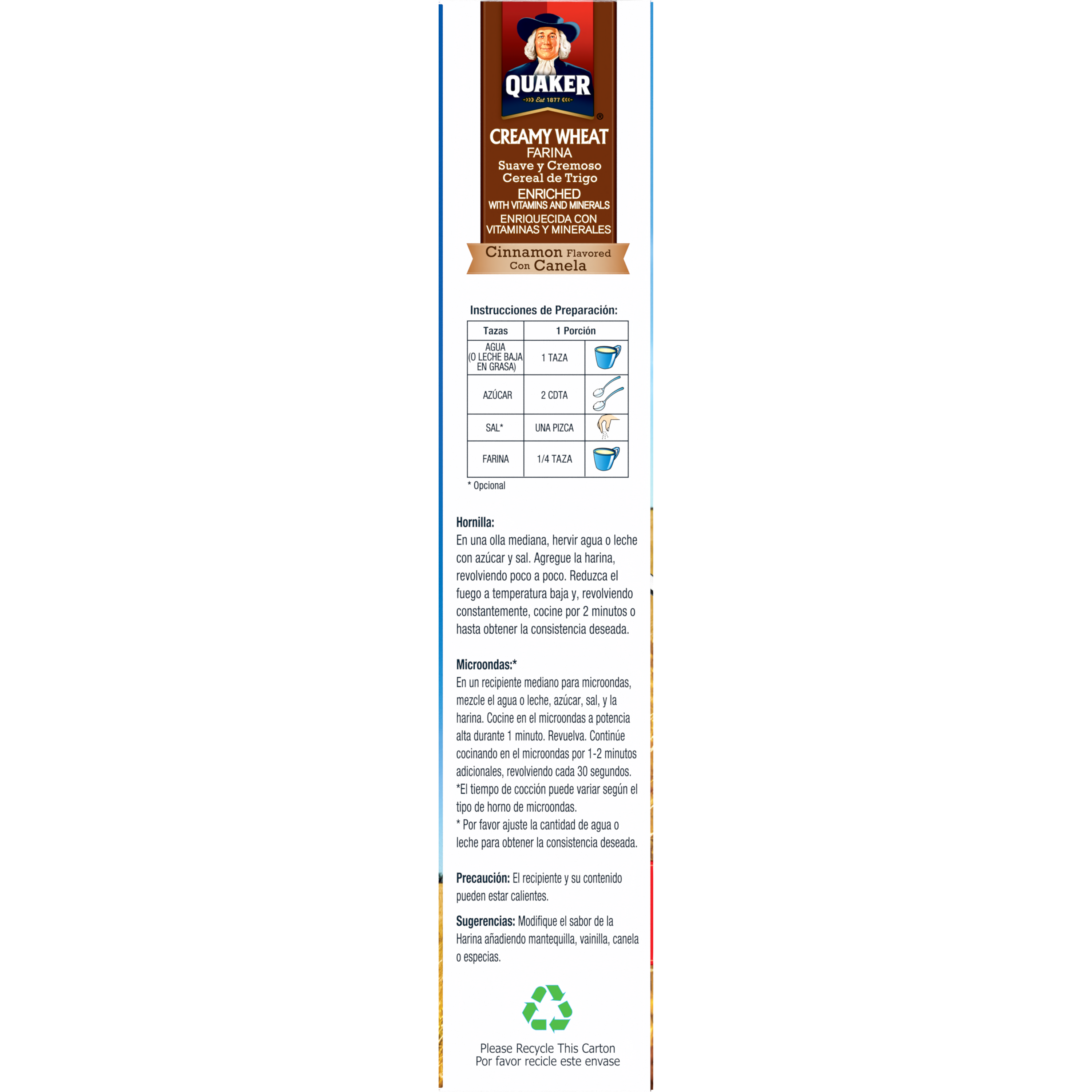 Quaker, Creamy Wheat, Cinnamon Flavored, Farina thumbnail