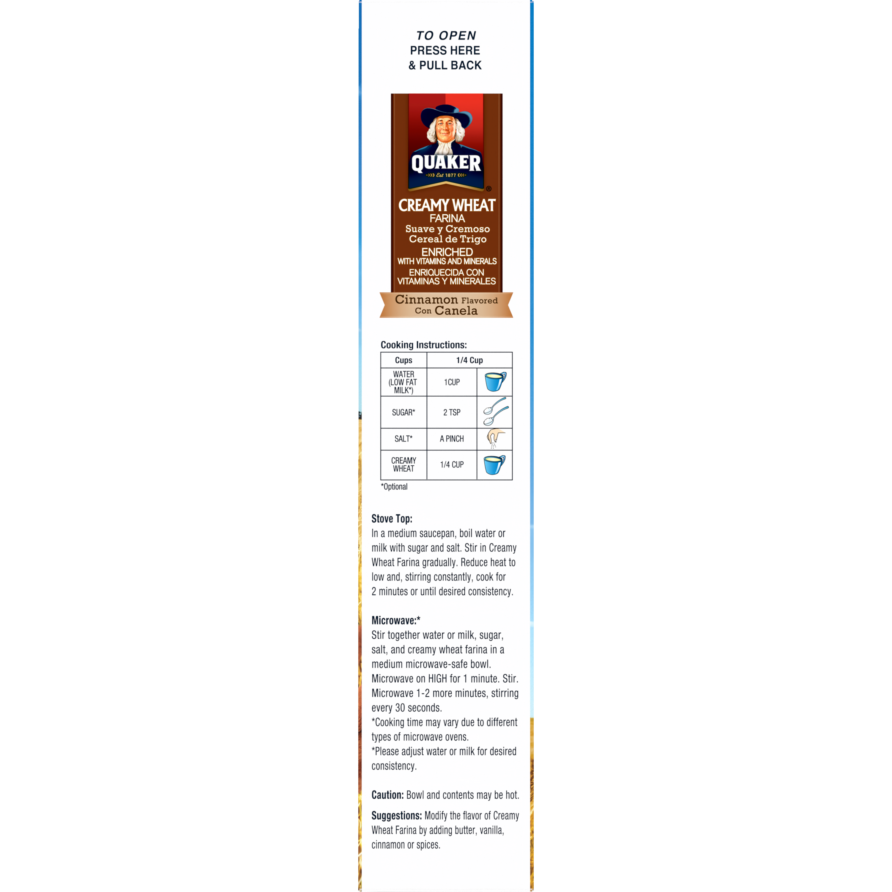 Quaker, Creamy Wheat, Cinnamon Flavored, Farina thumbnail