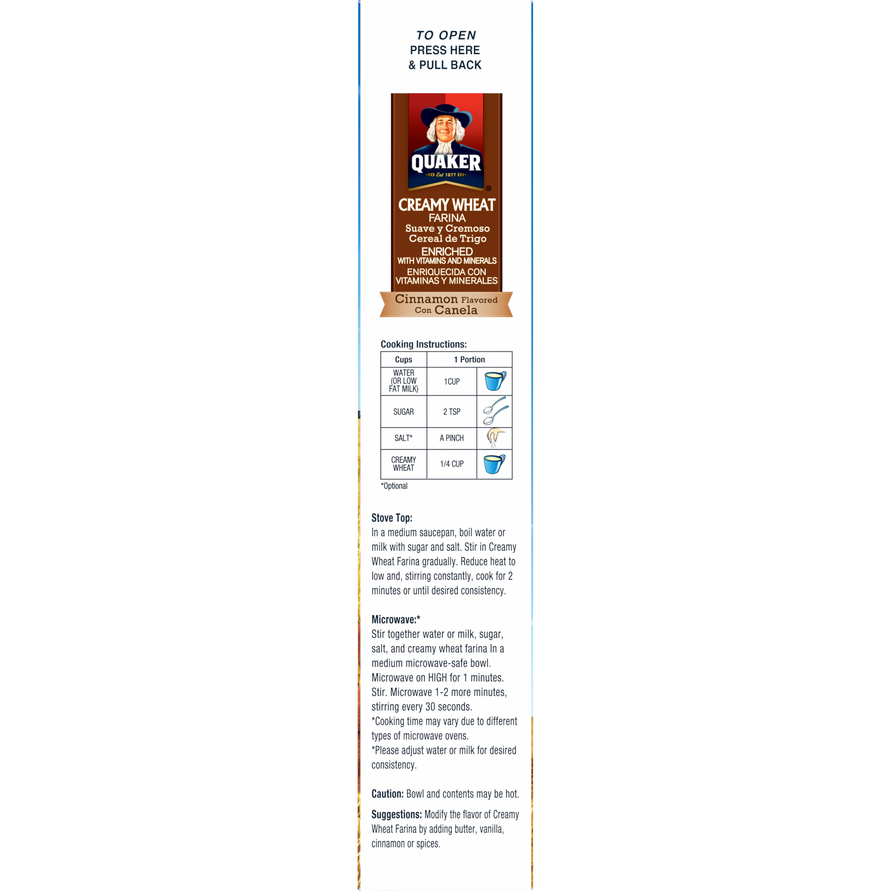 Quaker, Creamy Wheat, Cinnamon Flavored, Farina thumbnail