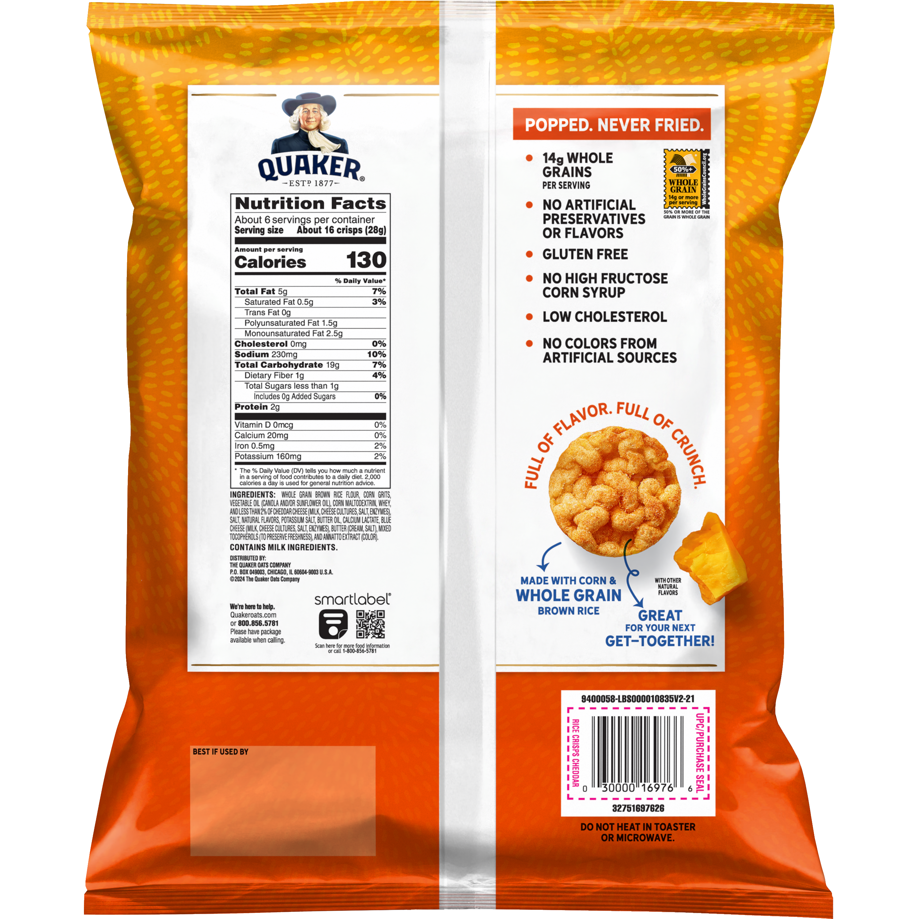 Quaker, Cheddar Flavor, Rice Crisps thumbnail