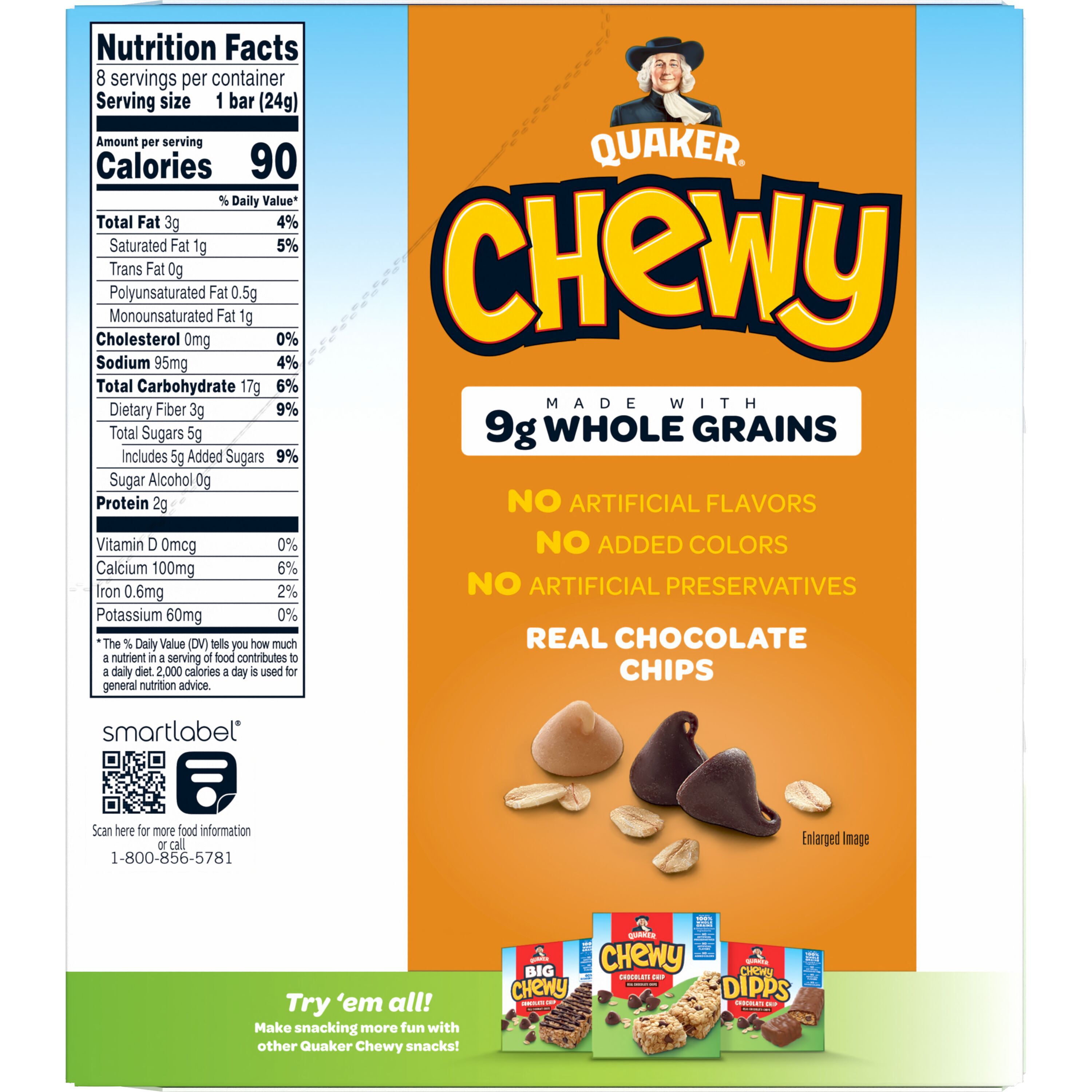 Quaker, Chewy, Peanut Butter Chocolate Chip Flavor, Granola Bars thumbnail