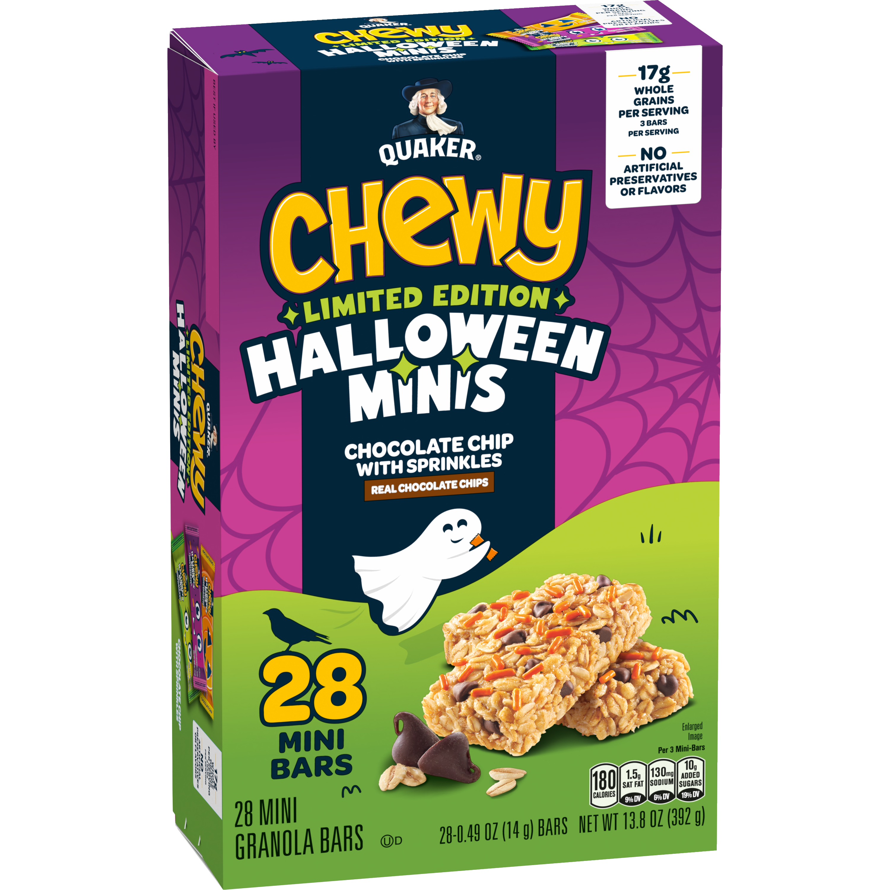Quaker, Chewy, Halloween Minis, Chocolate Chip With Sprinkles, Mini Granola Bars thumbnail