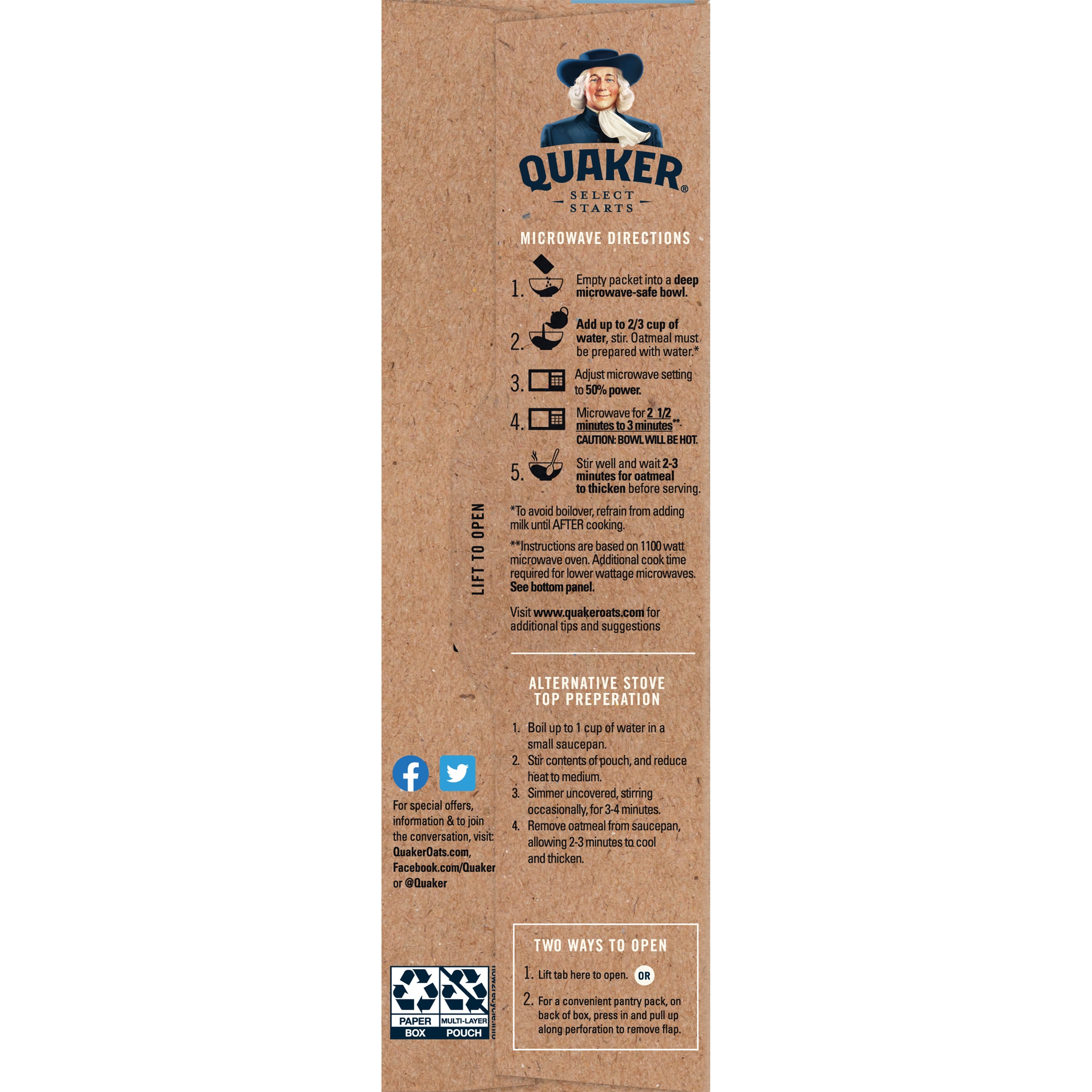 Quaker, Select Starts, Steel Cut, Blueberries & Cranberries Flavor, Quick 3-Minute Oatmeal thumbnail