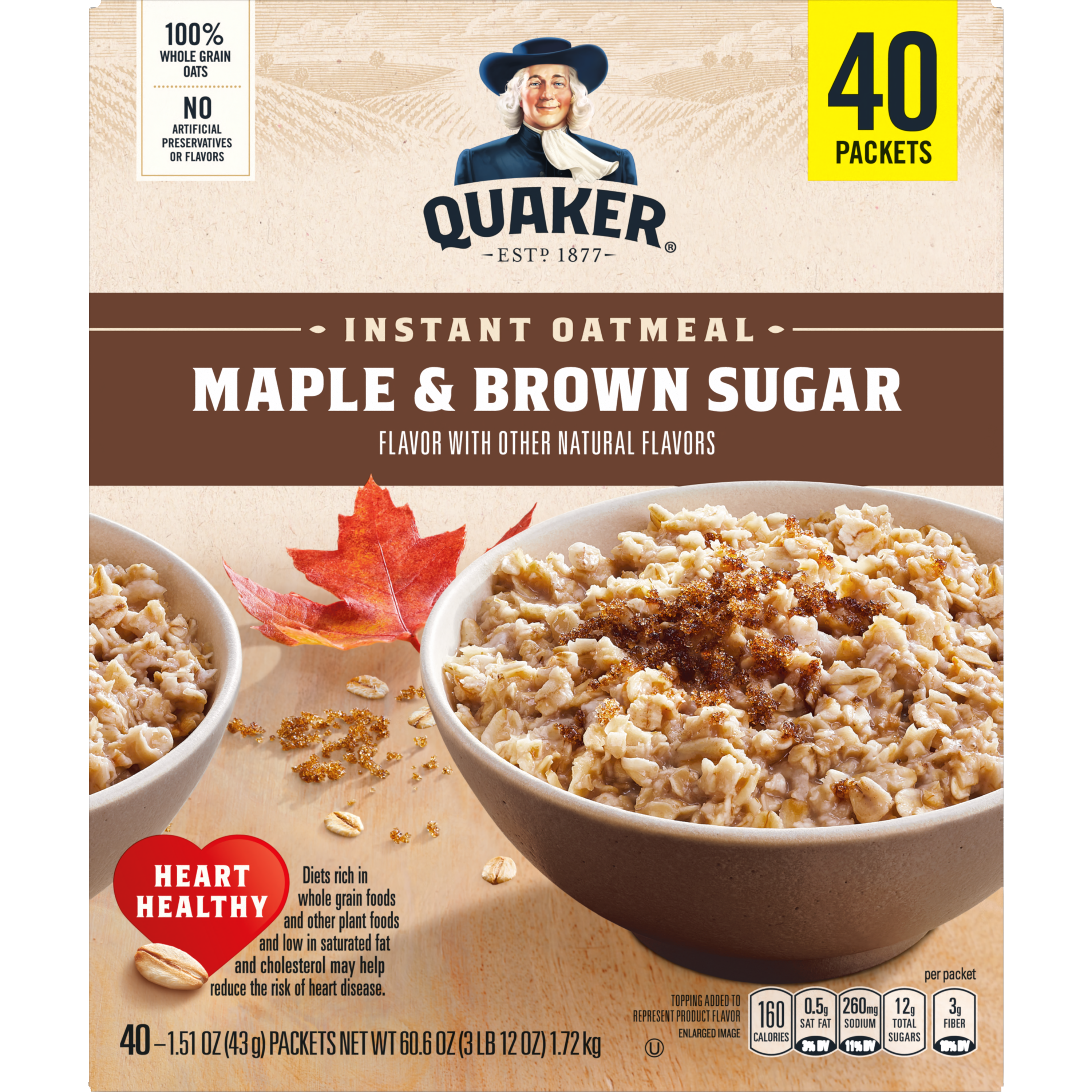Quaker, Maple & Brown Sugar Flavor, Instant Oatmeal