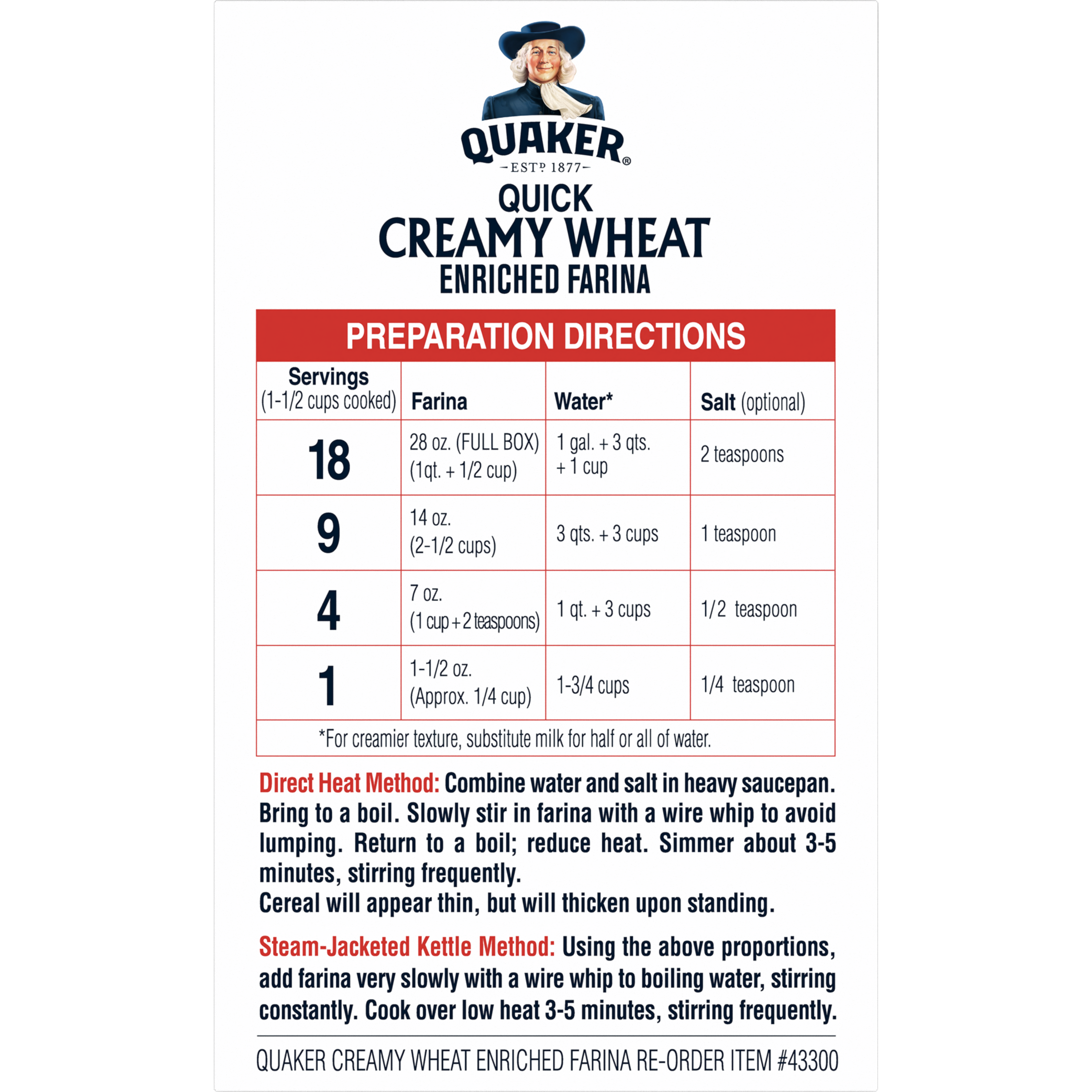 Quaker, Quick Creamy Wheat, Enriched Farina thumbnail