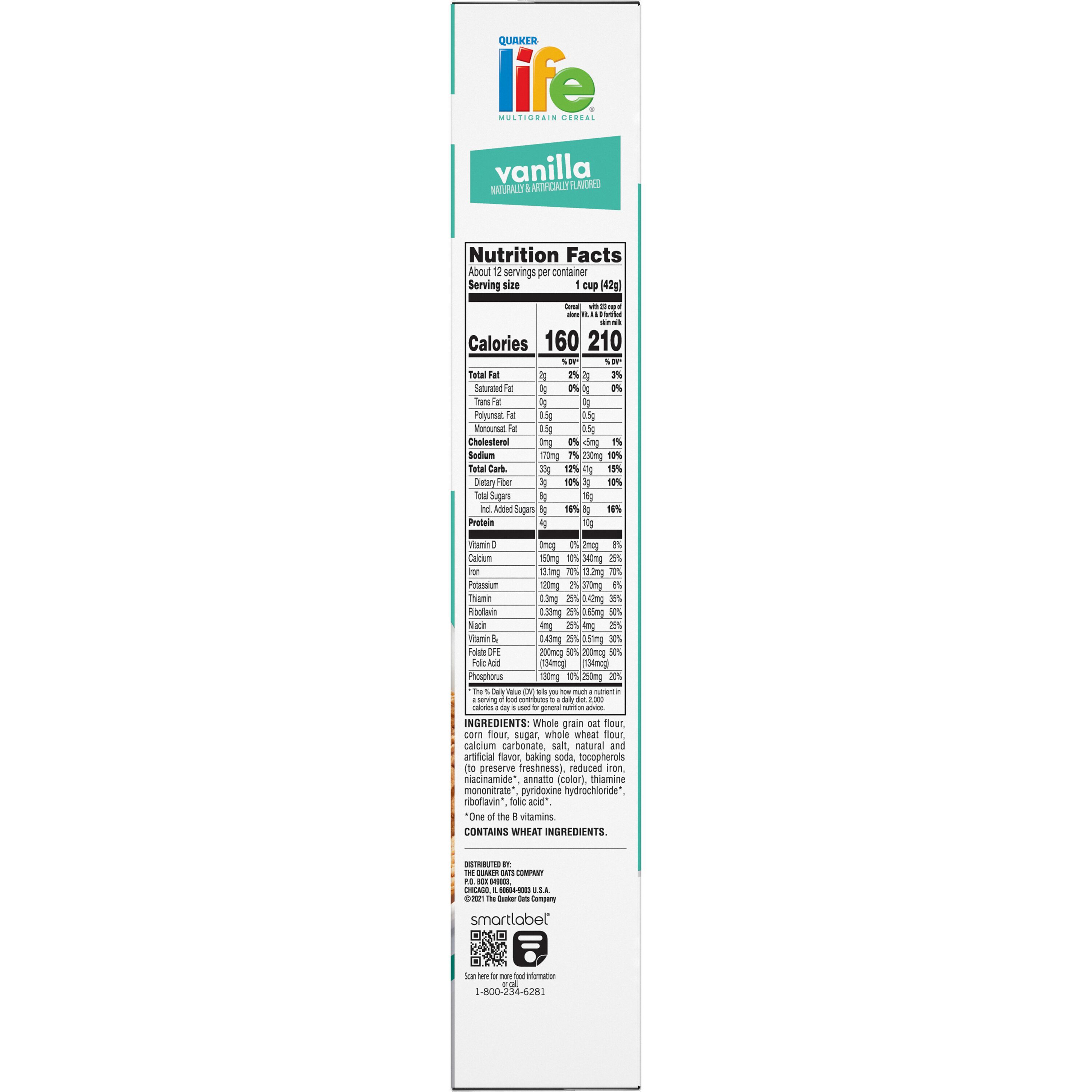 Quaker, Life, Large Size, Vanilla Naturally And Artificially Flavored, Multigrain Cereal thumbnail