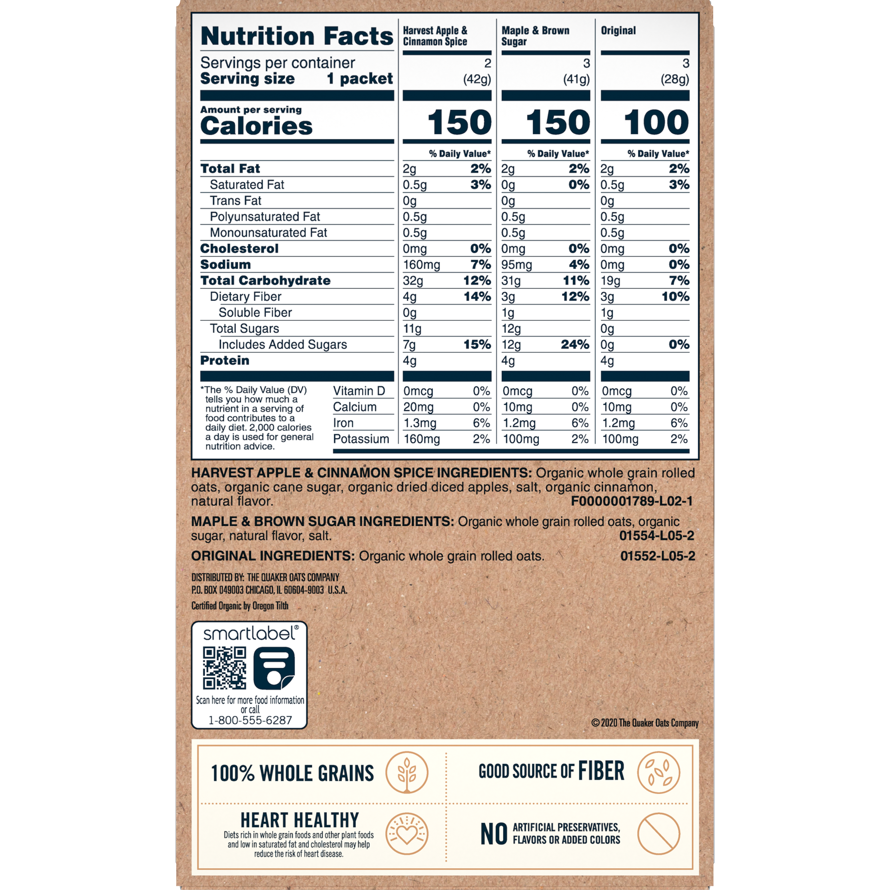 Quaker, Organic Instant Oatmeal, Variety Pack thumbnail