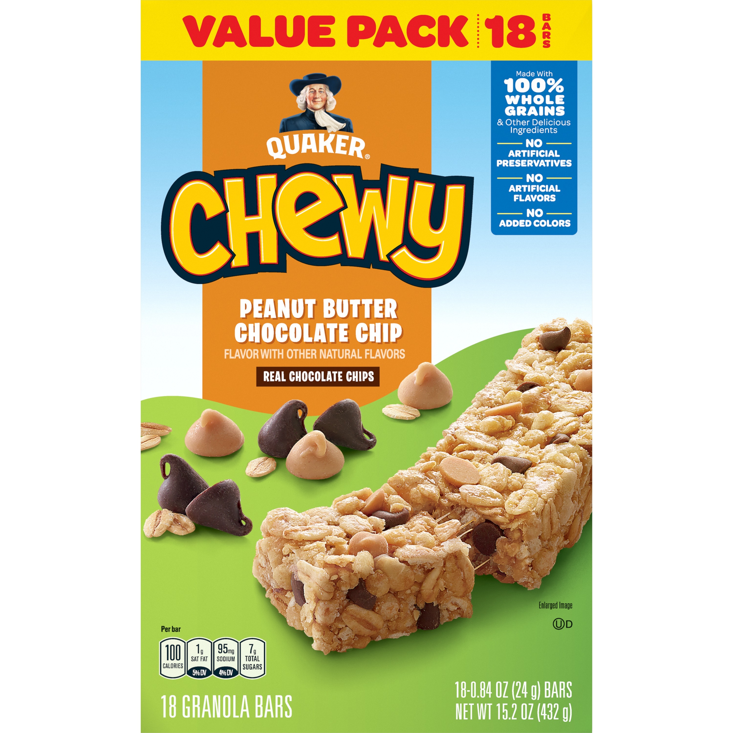 Quaker, Chewy, Peanut Butter Chocolate Chip Flavor, Granola Bars