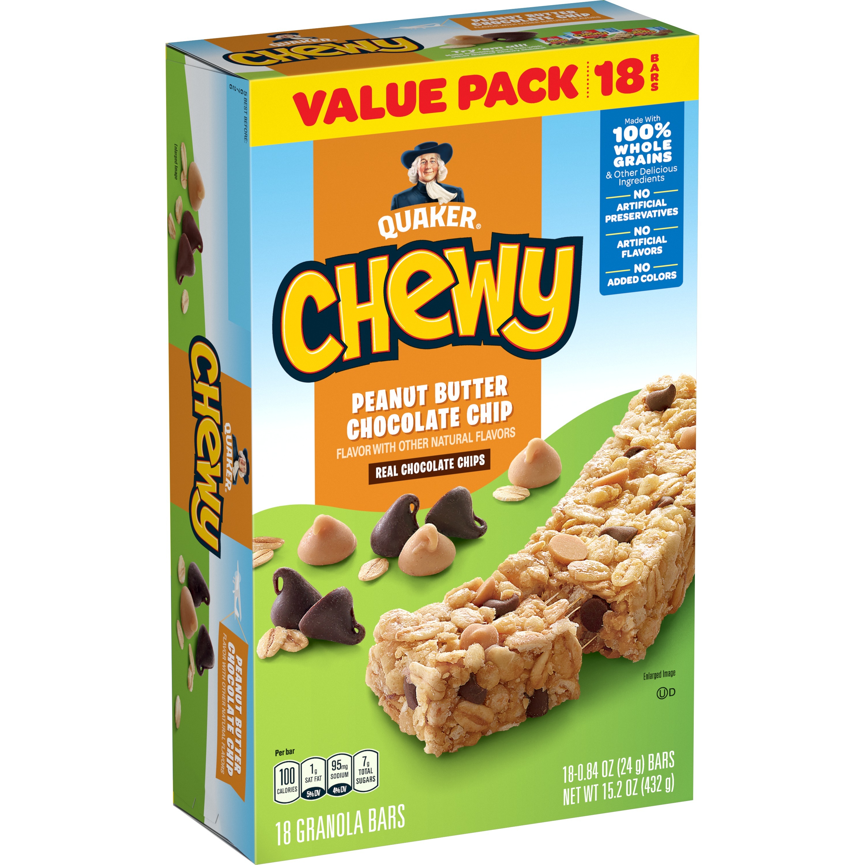 Quaker, Chewy, Peanut Butter Chocolate Chip Flavor, Granola Bars thumbnail